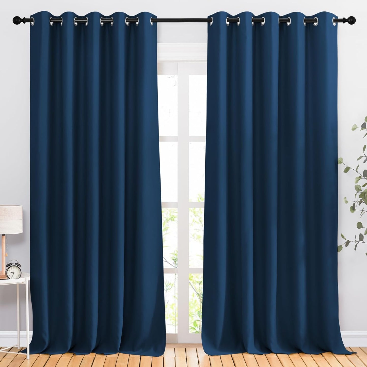 NICETOWN Bedroom Blackout Large Window Curtains - Room Darkening Energy Saving Thermal Insulated Grommet Room Divider Draperies for Living Room/Doorway (Moroccan Blue, W66 x L90, 2 Panels)