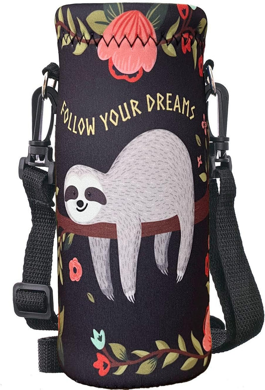 RICHEN Neoprene Water Bottle Carrier Bag with Adjustable Shoulder Strap,Insulated Water Bottle Cover for Stainless Steel/Glass/Plastic Bottles