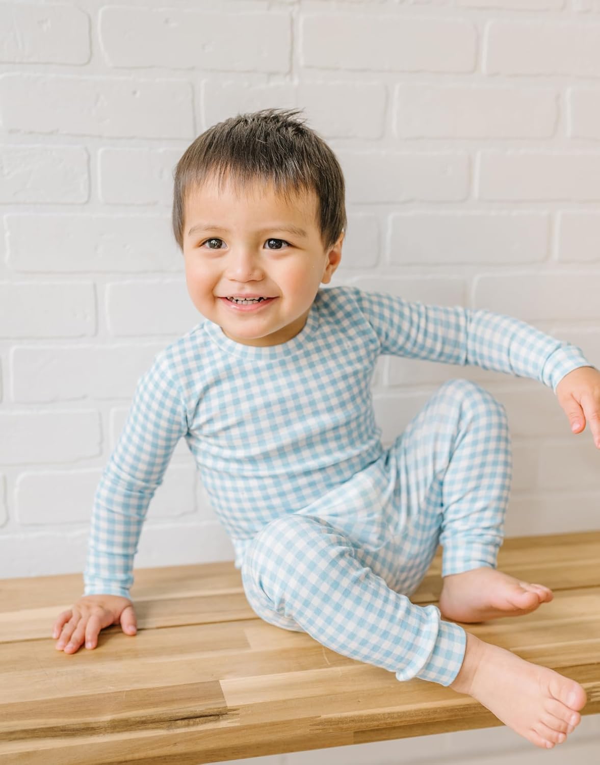 moimoln Plaid Check Soft Cotton Modal 6M-8Y Baby Toddler Long-Sleeve Snug-Fit Pajama Sleepwear Daily