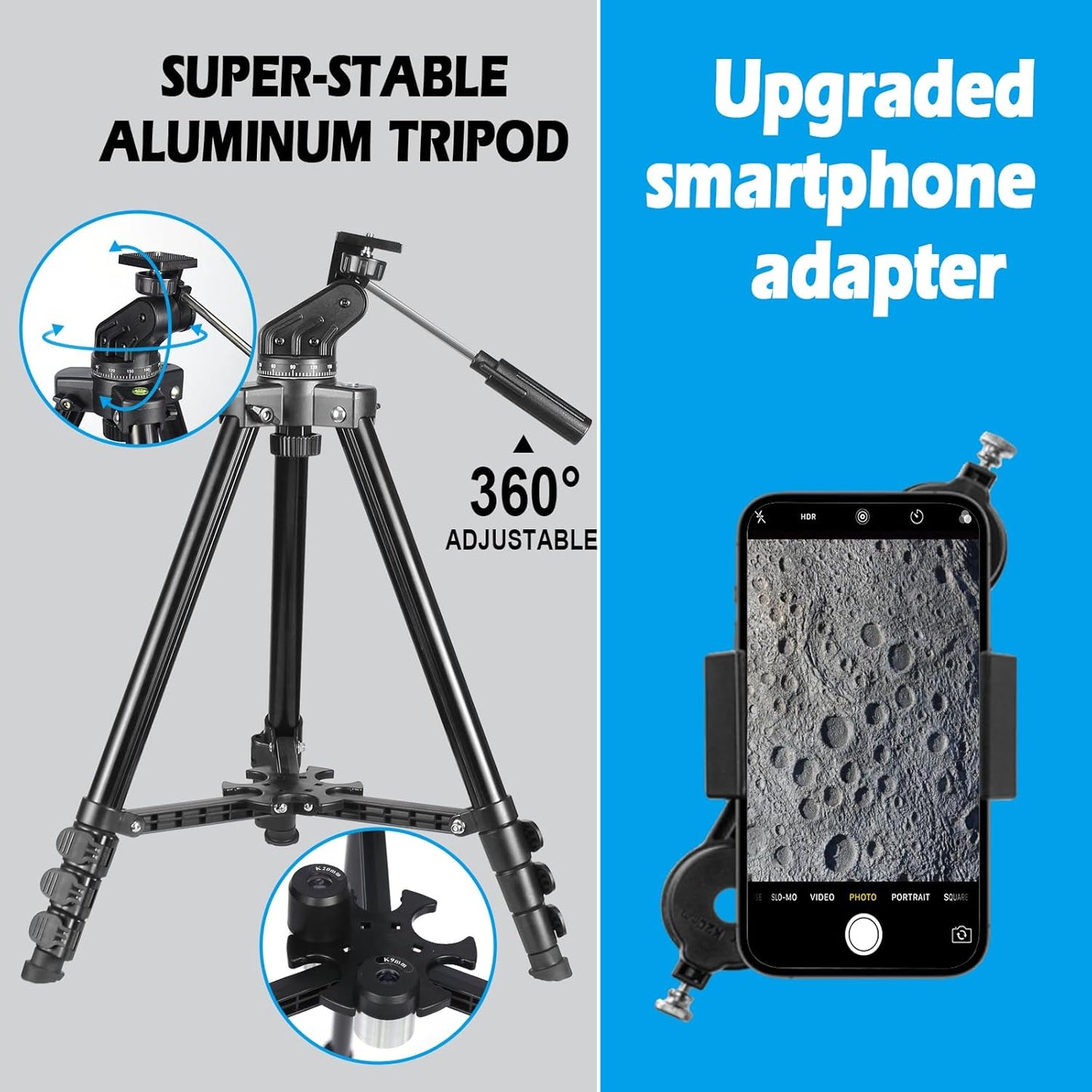 Telescope for Adults High Powered, 80mm Aperture 600mm Telescopes for Adults Astronomy, Travel Telescopio for Beginners with AZ Mount, Backpack, Phone Adapter, Moon Filter