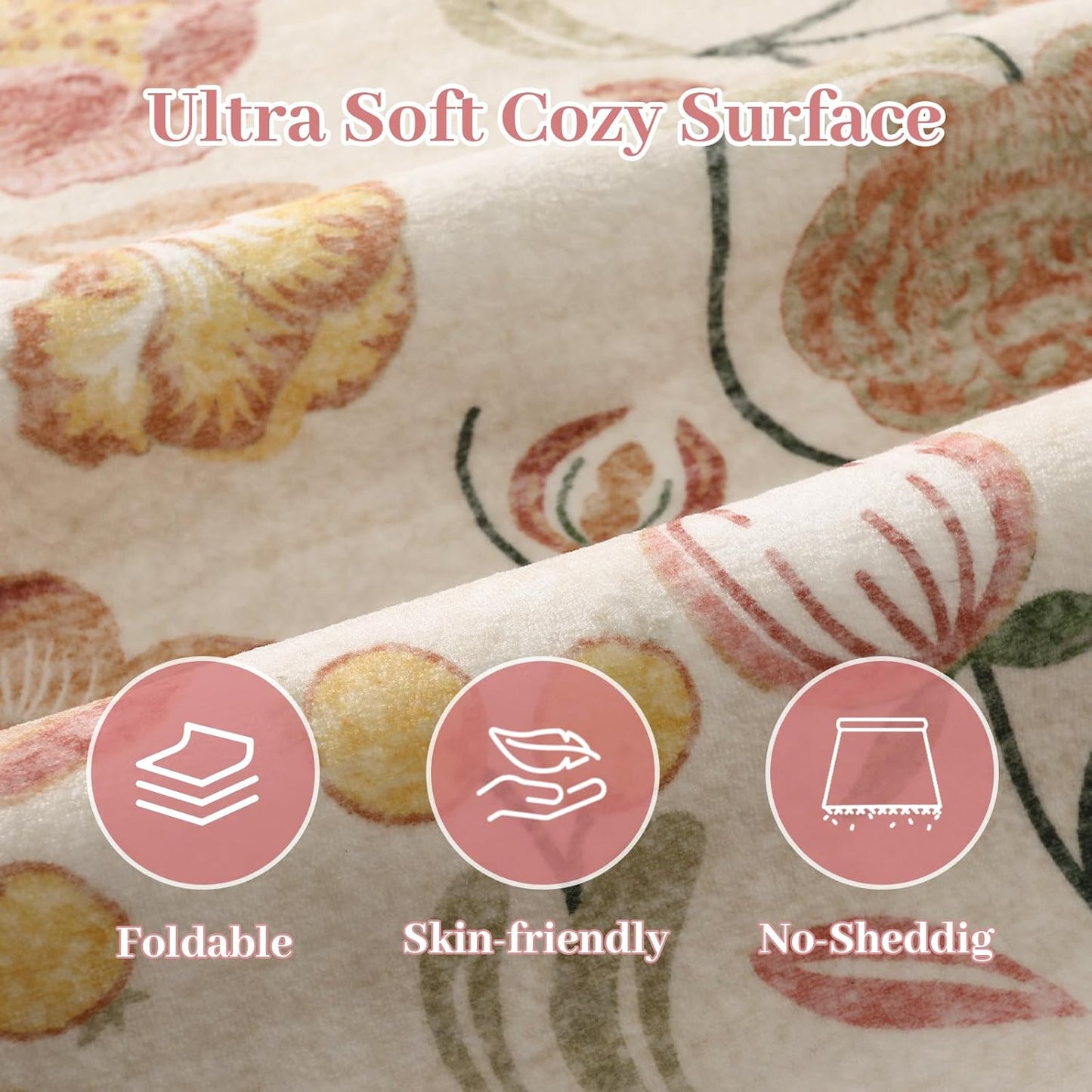 Anidaroel Boho Beige Rugs for Living Room 8x10, Machine Washable Soft Large Bedroom Rug, Non Slip Vintage Floral Area Rug, Low Pile Dining Room Mat Accent Floor Carpet for Farmhouse