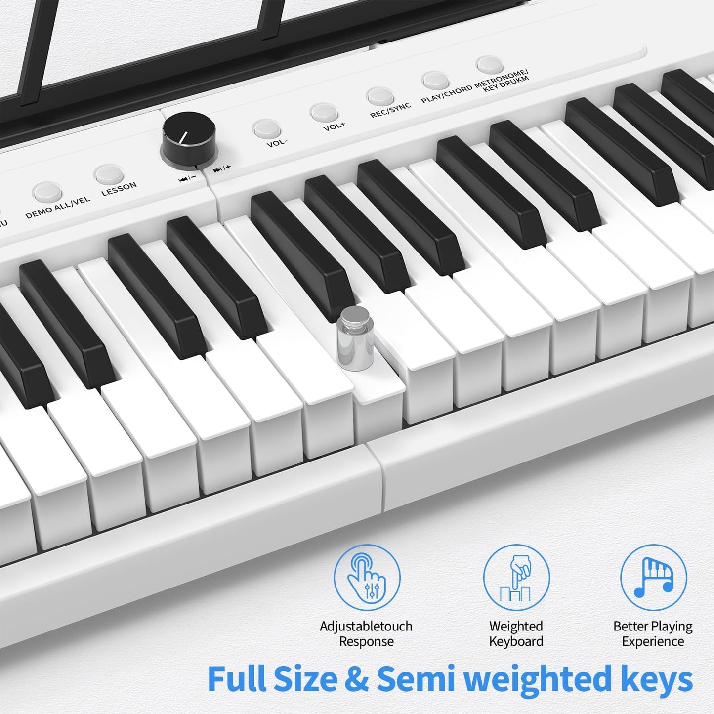 88 Key Piano Keyboard,Beginner Electric Digital Piano with Semi Weighted Keys,Keyboard Piano withSustain Pedal, Power Supply, Stand, Carrying Case,Headphones