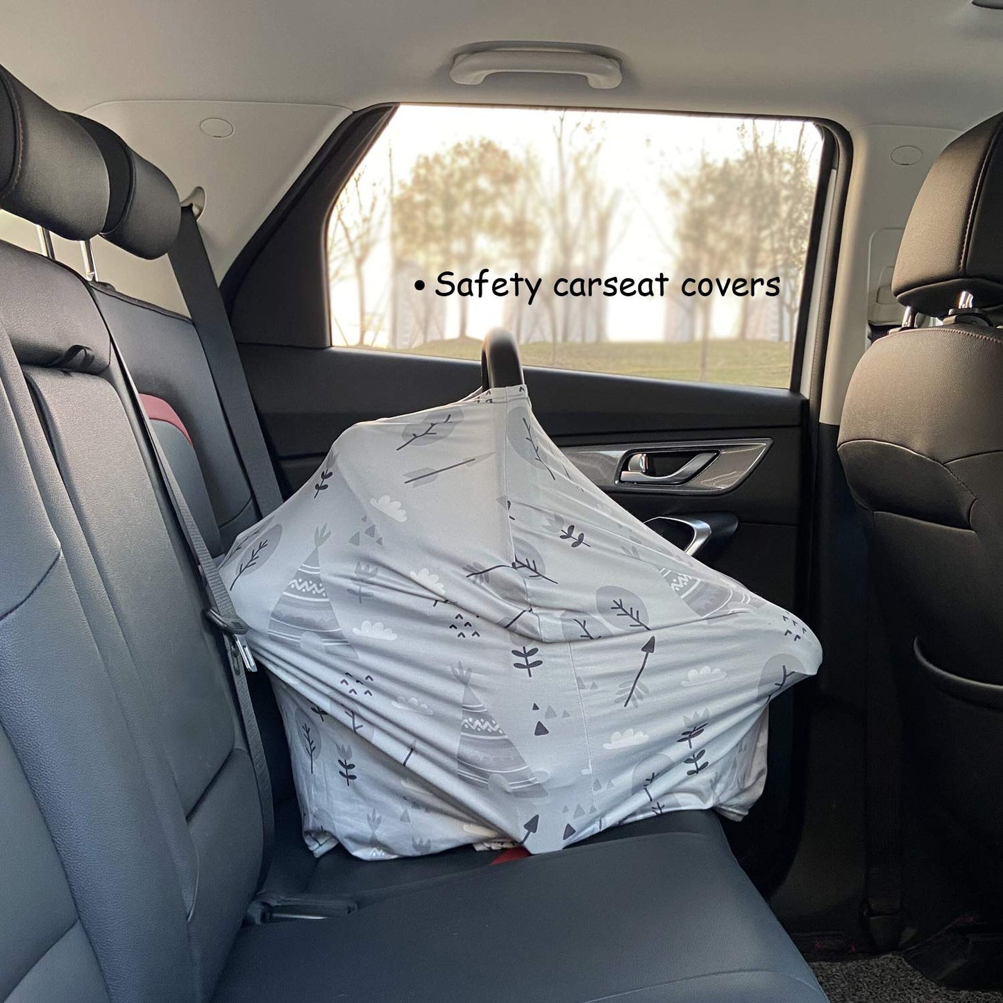 Multi-use Cover Carseat Canopy - Car Seat Covers for Babies, Breastfeeding Cover (Grey Grove)