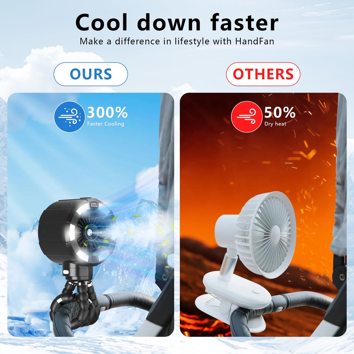 6000mAh Misting Fan for Stroller, 3 Speeds Portable Clip Fan with Intermittent/Continuous Spray, 14H Cooling, Detachable Mount, Timer & Night Light for Baby (100ML Water Tank) - Black