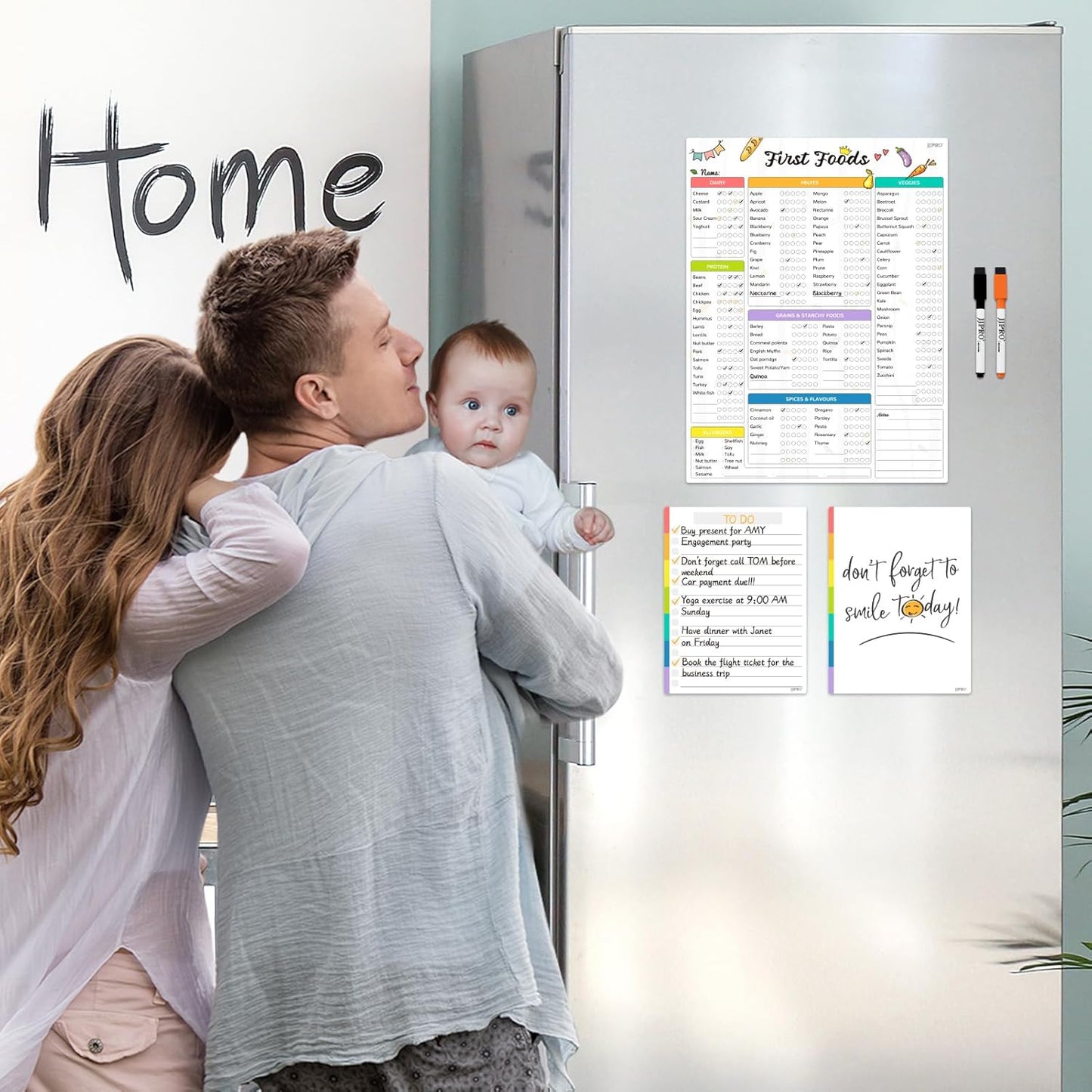 Newborn Baby or Toddler First Foods Tracker Whiteboard-Magnetic Dry Erase Daily Food Log-Reusable Daily Planner Chart to Log Feeding Food/Food Checklist/to-Do List - for New Parents,Nanny, Babysitter