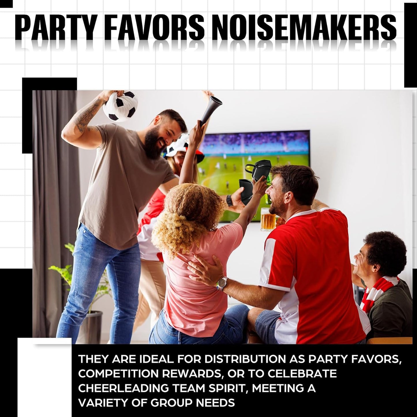 6 Pcs 3 Inch Metal Cowbells Noise Maker Hand Percussion Cow Bells with Handles for Sporting Events Cheering Noisemakers Weddings Team Spirit Sports Party Favors (Black)