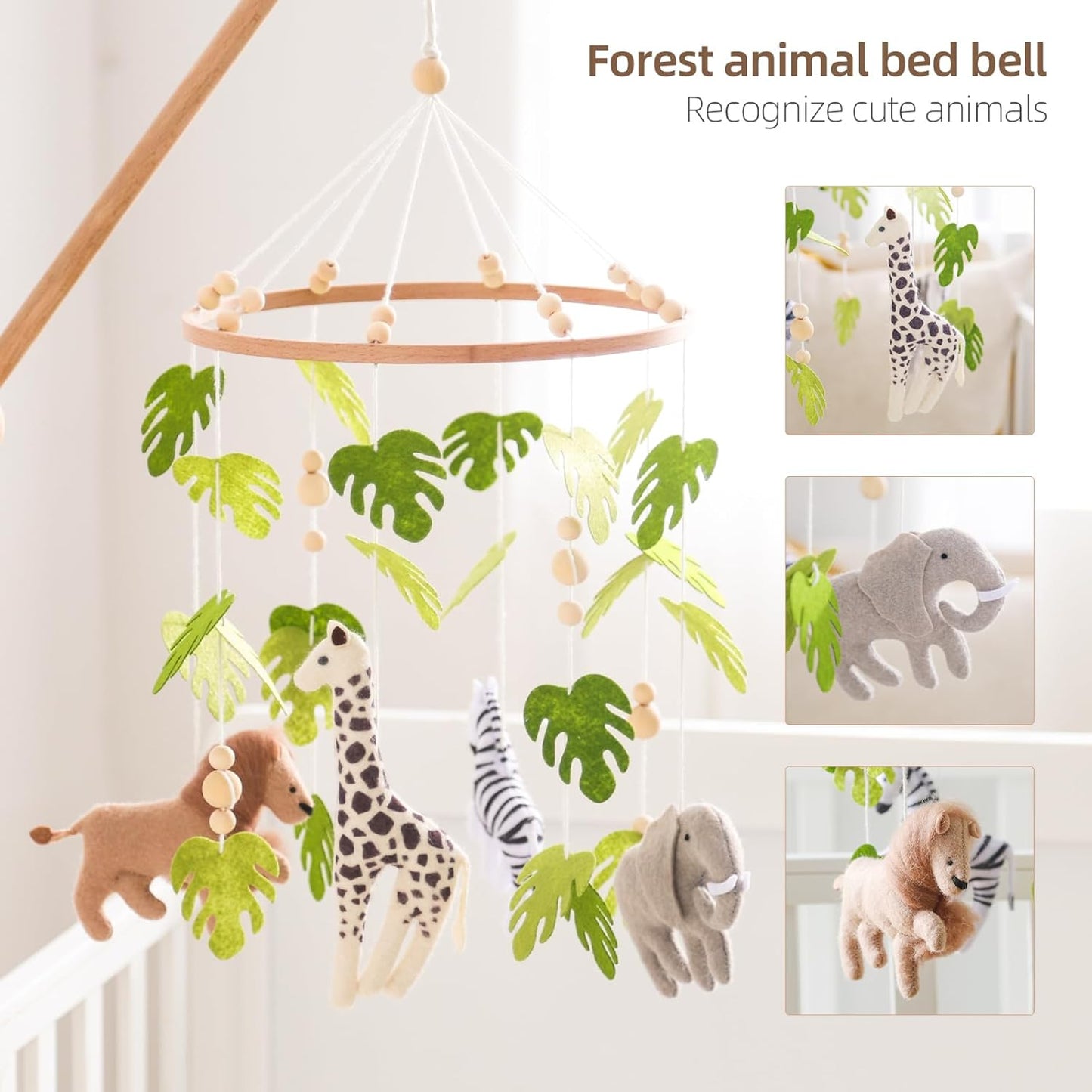 EERKEOD Baby Crib Mobile Baby Nursery Mobile Handmade Felt Forest Animal Mobile for Baby Boys and Girls Woodland Nursery Decor for Infant Bedroom Hanging Gender Neutral Baby Stuff