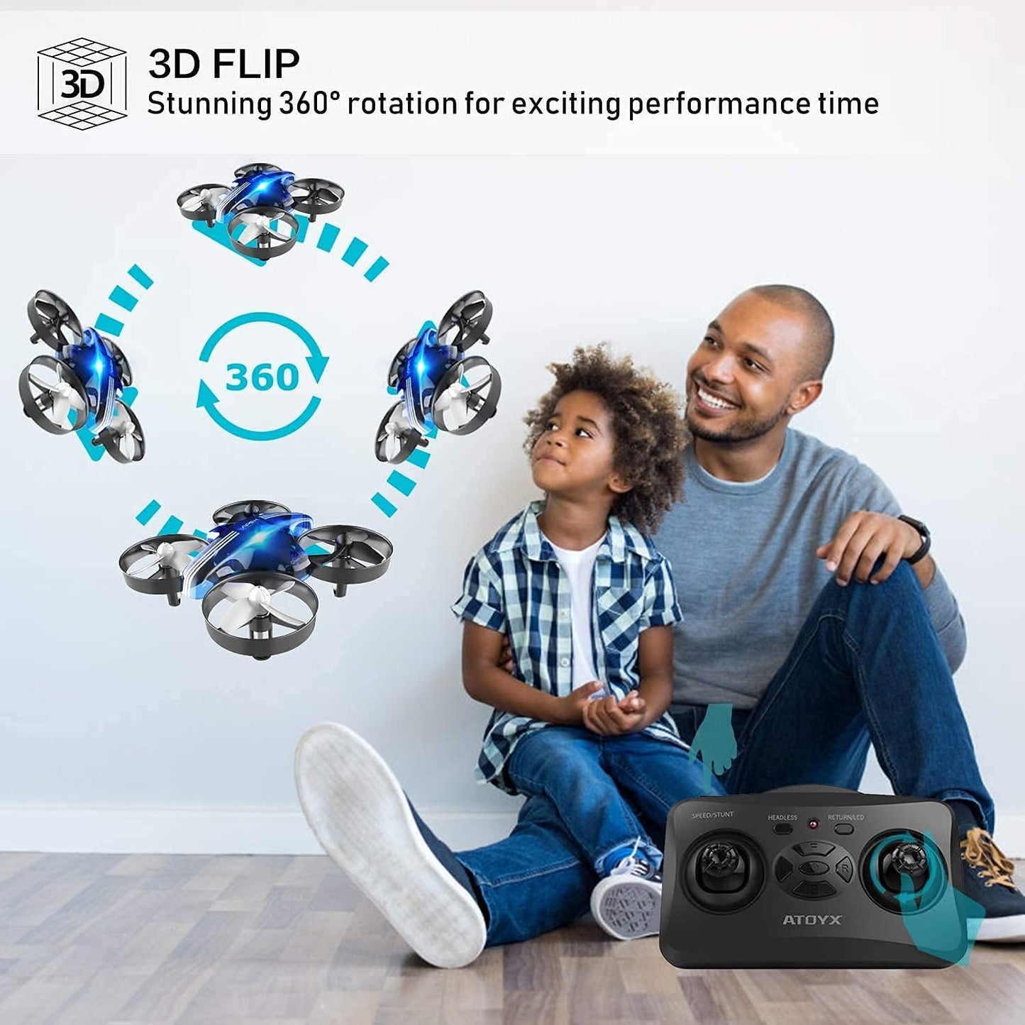 Mini Drone for Kids & Beginners, Indoor Portable Hand Operated/RC Nano Helicopter Quadcopter with Auto Hovering, Headless Mode & Remote Control, Children's Day Gift for Boys and Girls -Blue.4-blade design delivers greater stability and increased thrust.