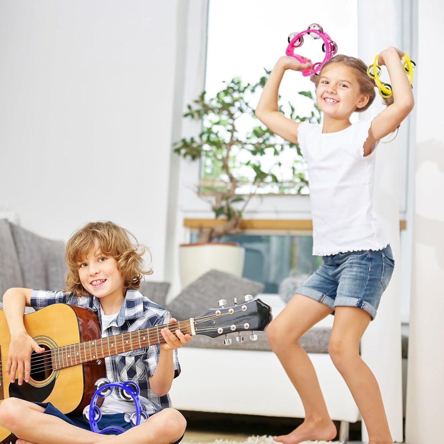 60 PCS Multicolored Tambourines for Kids - 4 Bells Handheld Musical Instruments and Noise Makers Perfect for School Supplies Church Kindergarten Weddings Christmas Parties and Group Performances