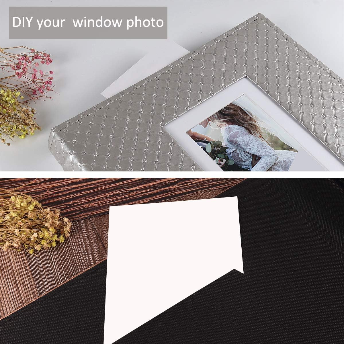 RECUTMS Hold 600 Photos Black Pages Horizontal and Vertical Pictures Album Birthday Christmas Photo Albums Wedding Anniversary Photo Albums Book Holiday Gift(Grey)