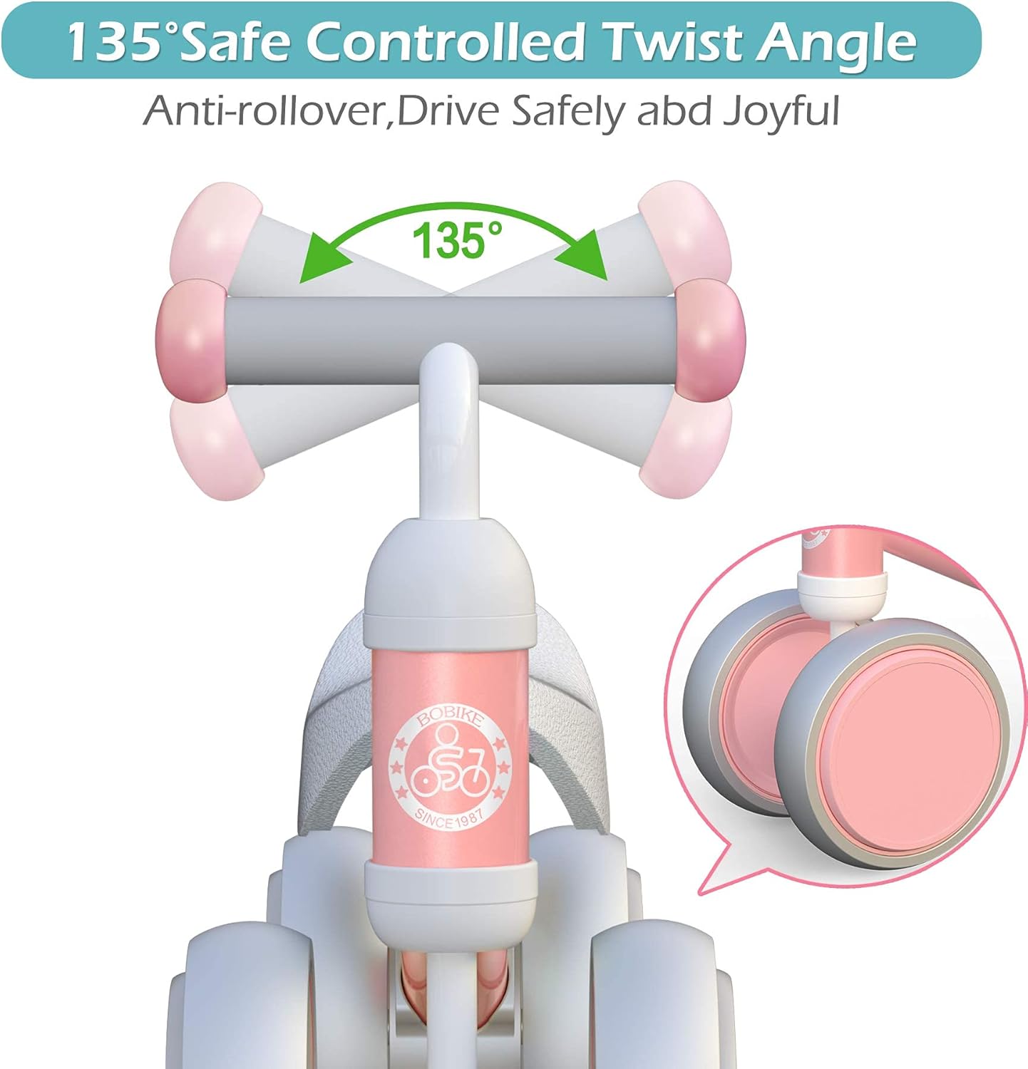 Baby Balance Bike Toys for 12-36 Months Kids Toy Boy and Girls Gifts Toddler Best First Birthday Gift Children Walker No Pedal Infant 4 Wheels Bicycle (Classic, Pink)