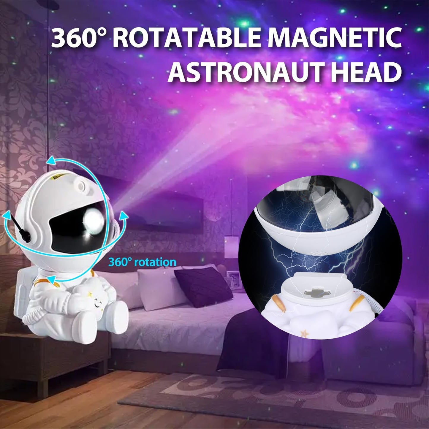 Astronaut Star Projector, Star Projector Galaxy Light for Kids，8 Modes Remote and 270° Adjustable Led Lights for Bedroom, Girls Room Decoration, Home Theater, Ceiling, Timer(Original White)