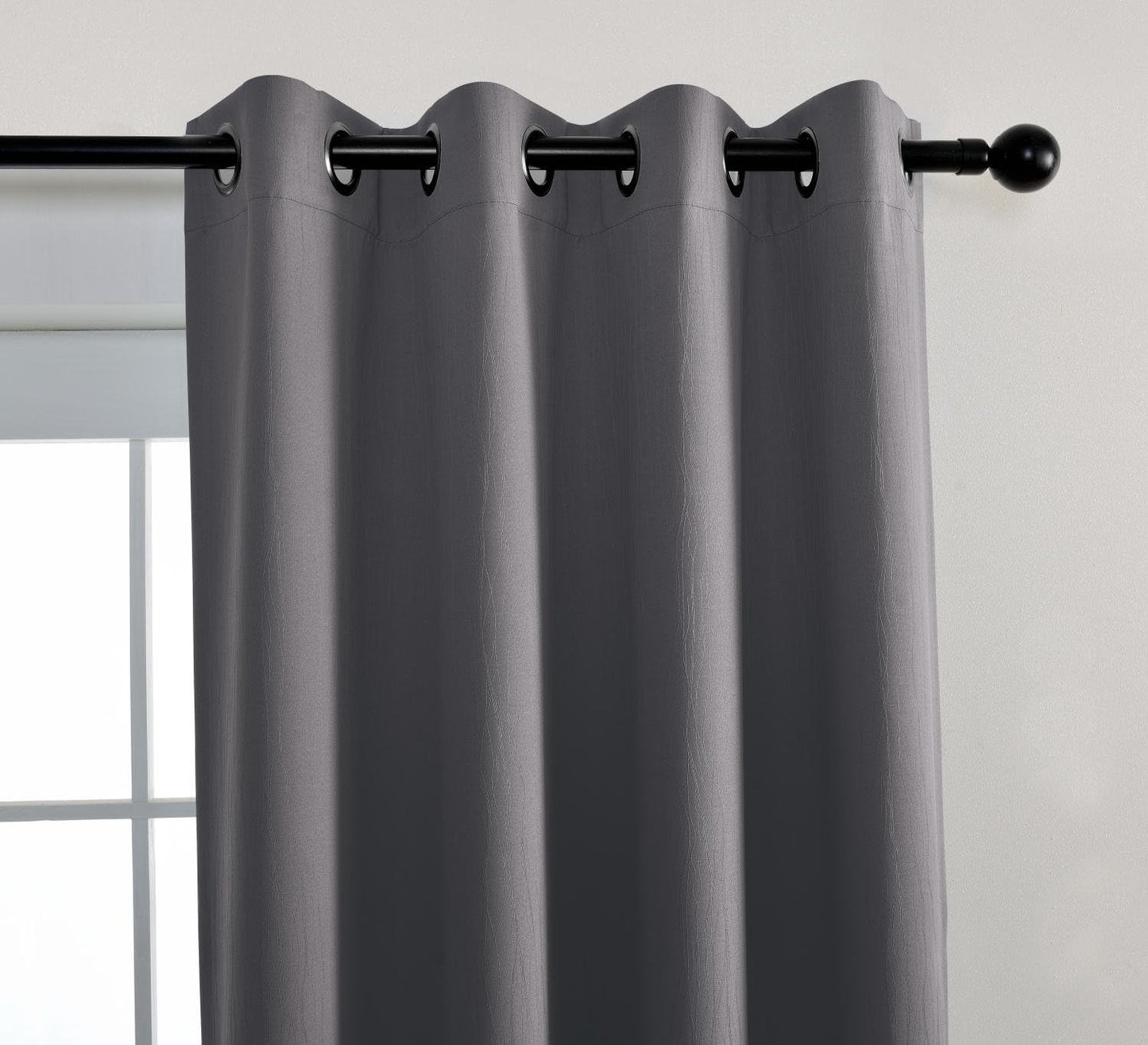 MIUCO Blackout Curtains Room Darkening Textured Grommet Window Curtains 2 Panels for Bedroom 52 x 63 Inch Grey