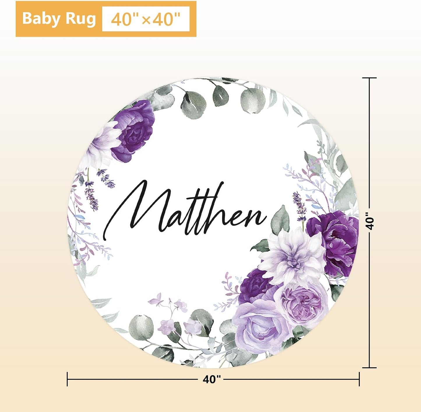 Personalized Baby Bedding Set - 5 Pcs Custom Toddlers Bedding Set with Infant Name - Soft Double Layer Nursery Crib Set for Girls Boys - Customized Infant Gifts for Baby Shower - Purple Flowers