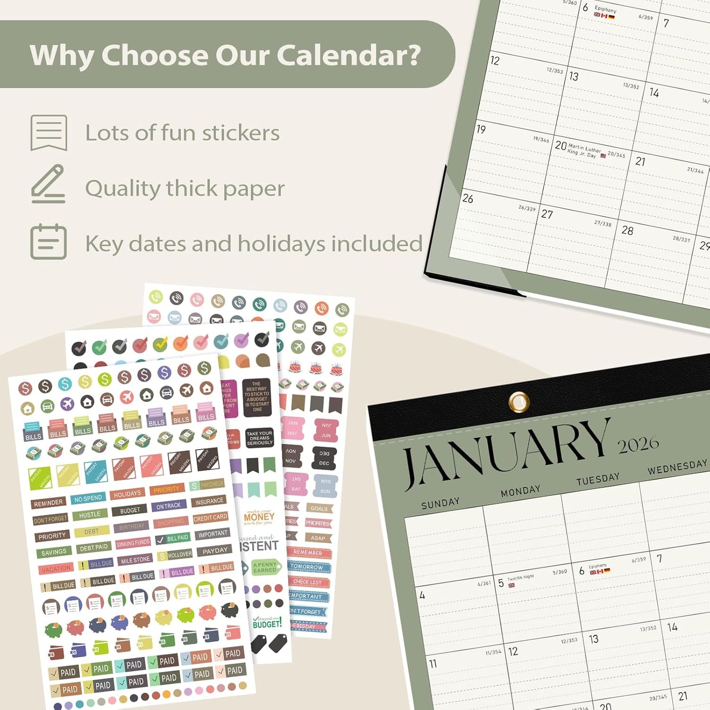 Desk Calendar 2025-2026, Runs Until December 2026 - Large Size 17" x 12" Desktop/Wall Monthly Calendar with To Do List, Personal Desk Calendar Planner for Home, School, Office