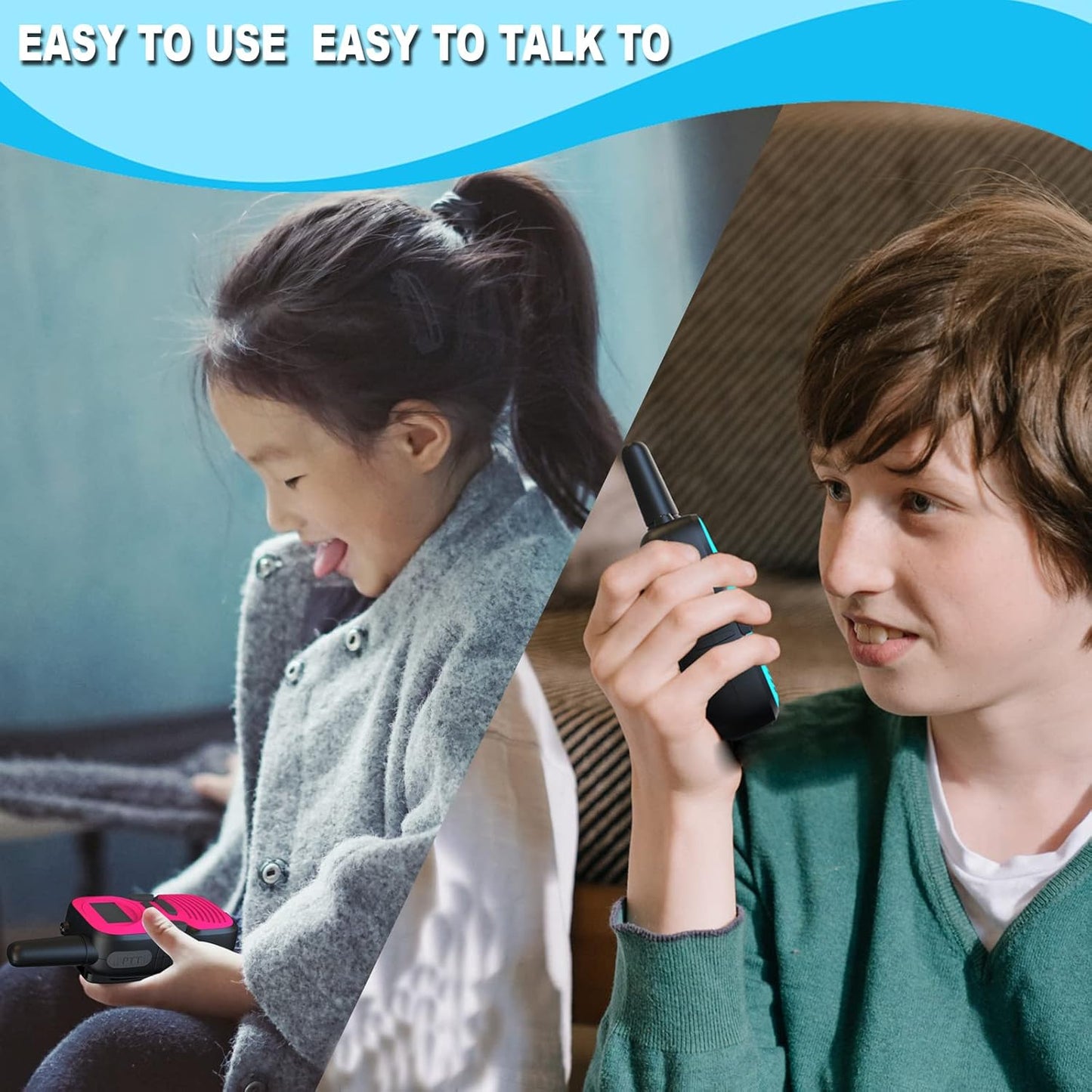 Walkie Talkies for Kids Rechargeable 3 Pack - Long Range Kid Walkie Talkie for Camping Hiking Outdoor - Walkie-Talkies Walky Talky for Kids - Toys and Gifts for 3-12 Year Old Boys Girls