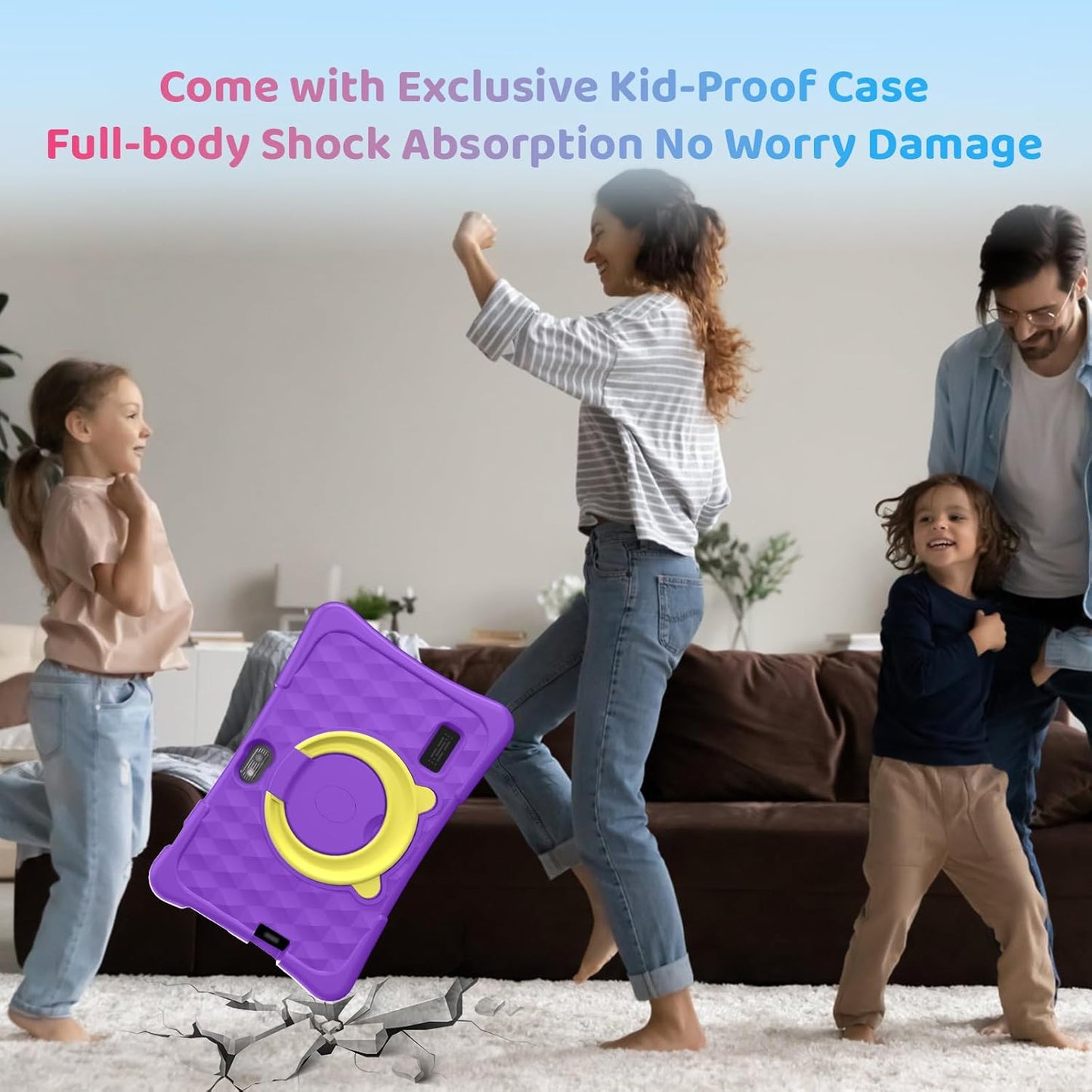Kids Tablet, 7 inch Android 15 Tablet for Kids, 8GB+32GB 1TB Expand, Quad-Core Toddler Tablets with Shockproof Case, BT5.0, WiFi 5, Parental Control, Games, Dual Camera (Purple)