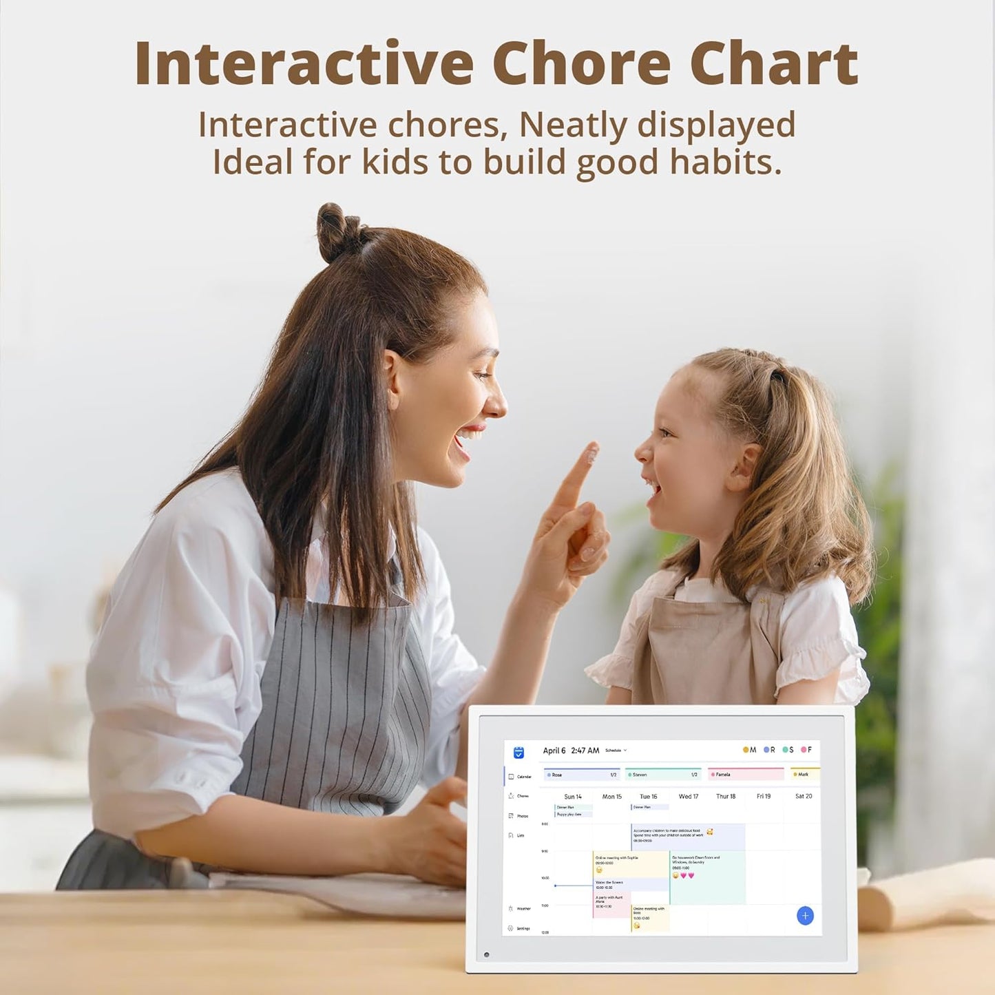 10.1" Digital Calendar Chore Chart – 1080P Full HD Interactive Touchscreen, Smart Family Planner, Hearth Display Digital Wall & Desk Mountable for Seamless Scheduling