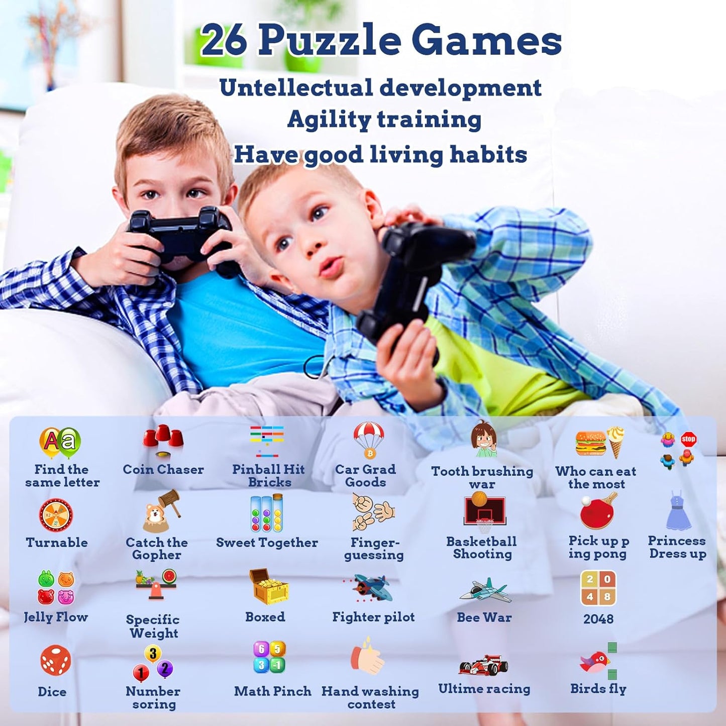 Goodatech Smart Watch for Kids 4-12 Years Boys Girls, 26 Puzzle Games,HD Camera,Video Music Player,Pedometer,Flashlight,Calendar,Alarm Clock,Aluminum Case,Sport Band (Black)