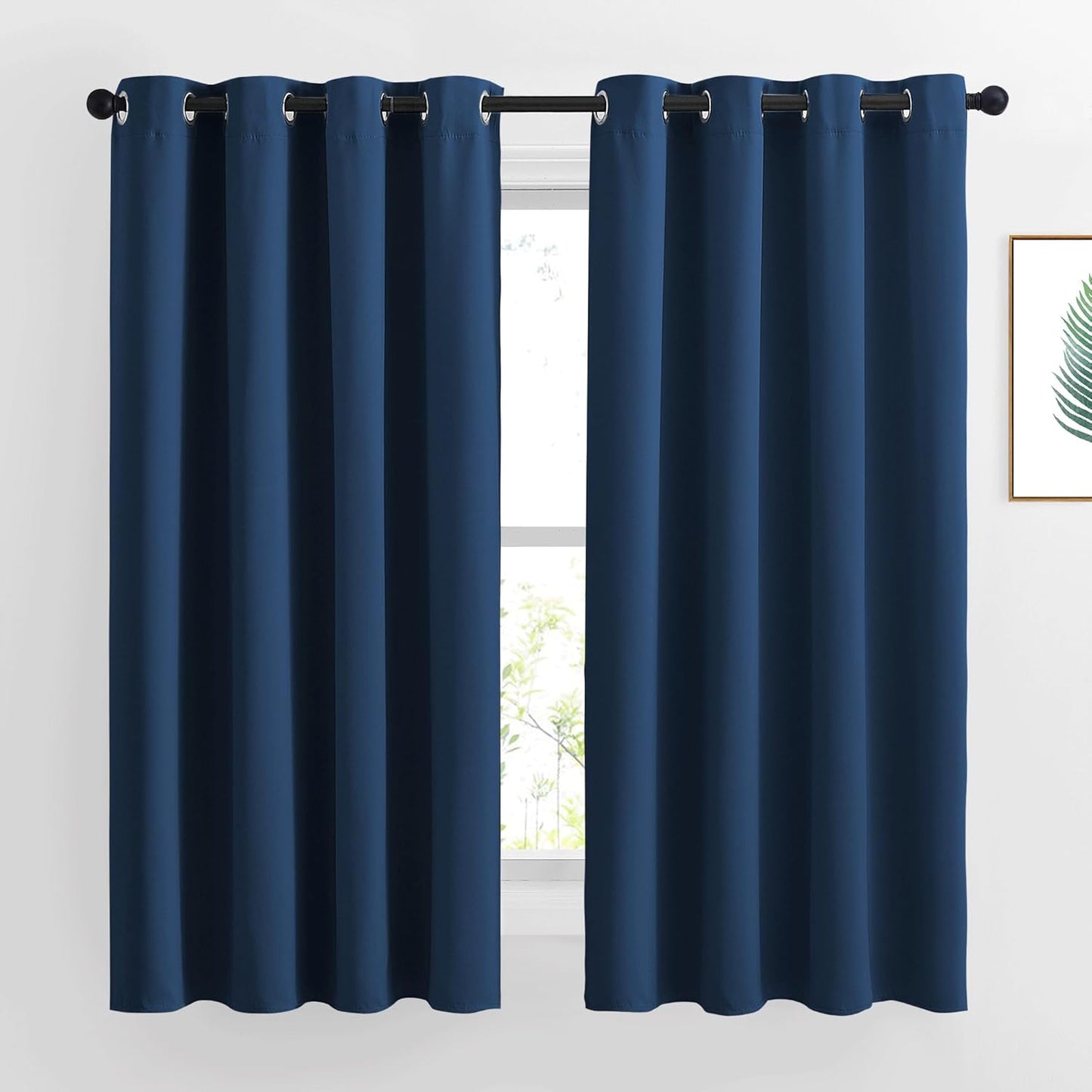 NICETOWN Blackout Window Curtains and Drapes - Thermal Insulated Solid Grommet Top Blackout Panels/Draperies for Kid's Room (Moroccan Blue, 1 Pair, 52 x 63 Inch)