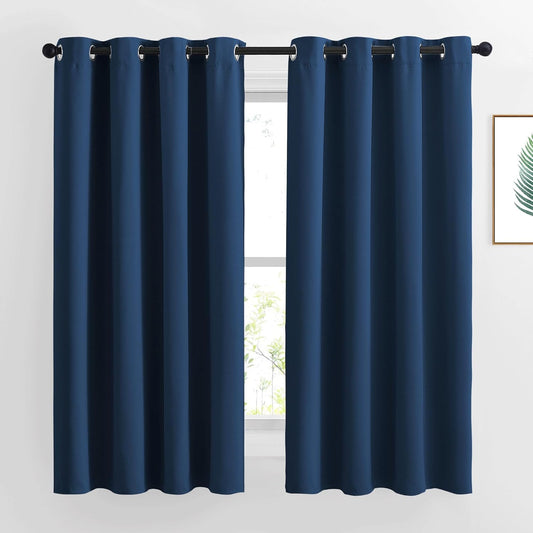 NICETOWN Blackout Window Curtains and Drapes - Thermal Insulated Solid Grommet Top Blackout Panels/Draperies for Kid's Room (Moroccan Blue, 1 Pair, 52 x 63 Inch)