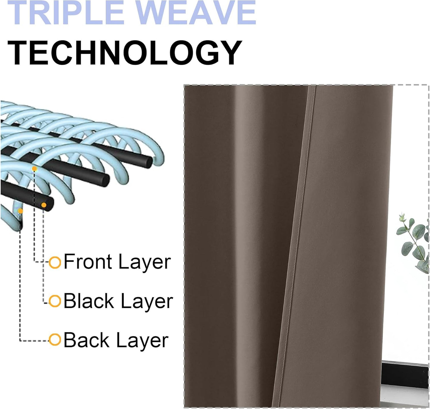 Simplebrand Ava Brown Blackout Curtains for Bedroom 84 Inch Length 2 Panels Set, Solid Thermal Insulated Privacy Living Room Window Treatment Curtains Blackout Drapes, W40 x L84 Inch, Brown
