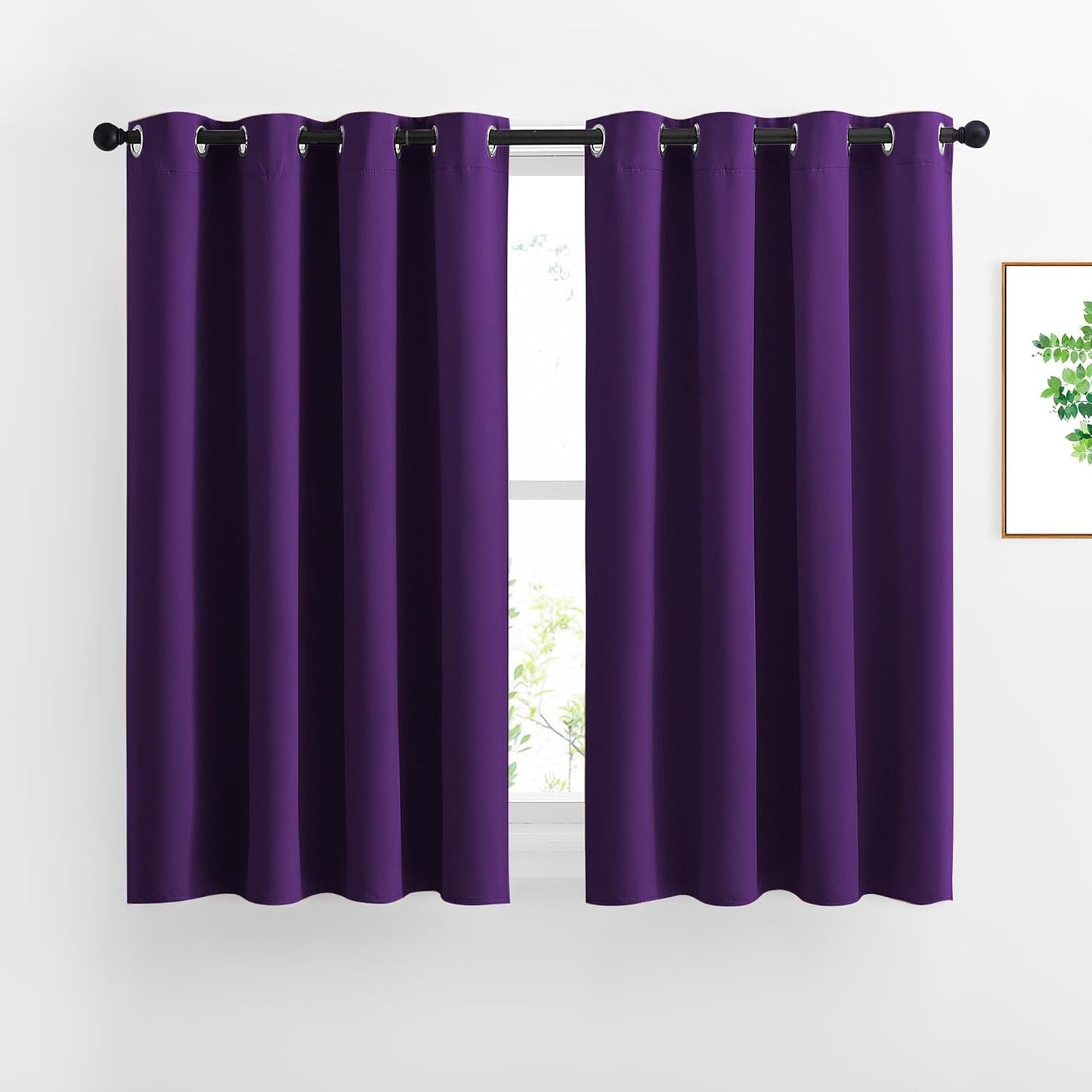 NICETOWN Royal Purple Room Darkening Curtain Panels - Triple Weave Thermal Insulated Grommet Room Darkening Window Draperies and Curtains for Bedroom (Set of 2, 46 x 54 inches, Royal Purple)