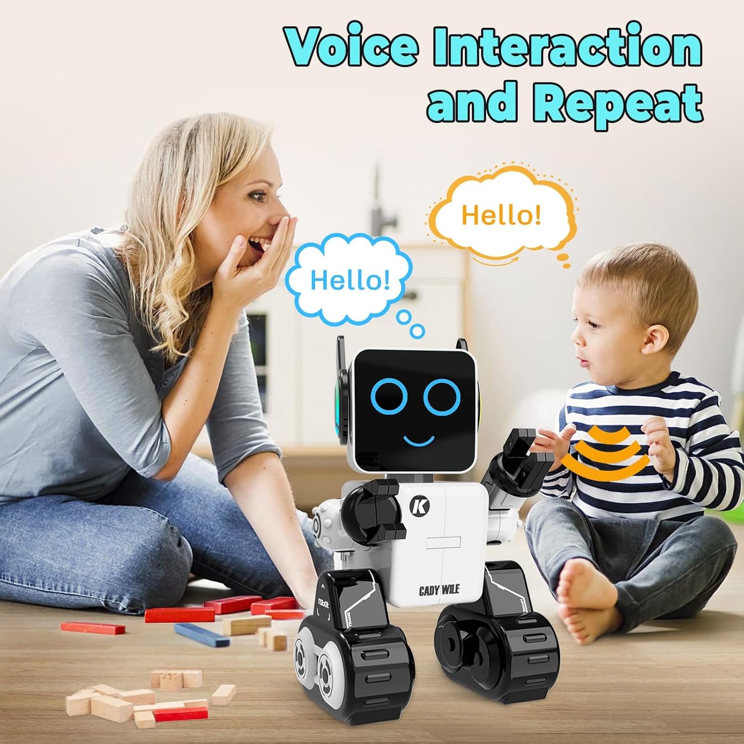 okk Robot Toys for Kids, Programmable Remote Control Robot, Interactive Toys with Coin Bank, LED and Tray, Walking Talking Singing Dancing Gift for Boys Girl（White）