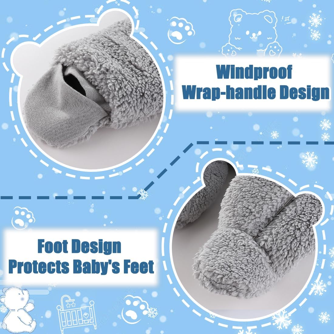 Fairy Baby Newborn Baby Winter Snowsuit Bear Thick Romper Footie Double Zip Hooded Jumpsuit Fleece Coat Infant Boy Girl 0-12M