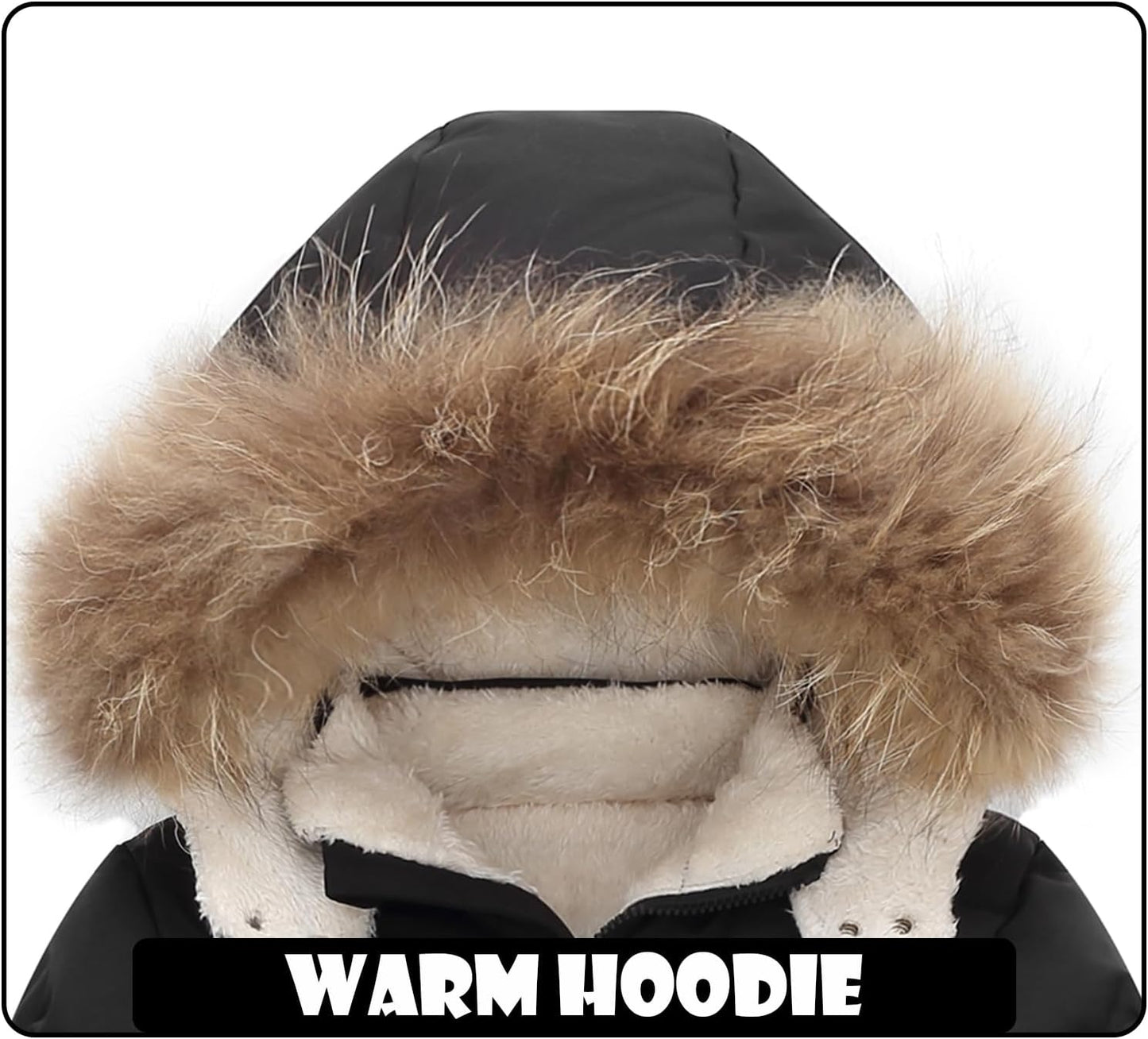 Toddler Winter Coat Baby Jacket Snow Boy Hoodie Puffer Girl Fleece Clothes 1-5T