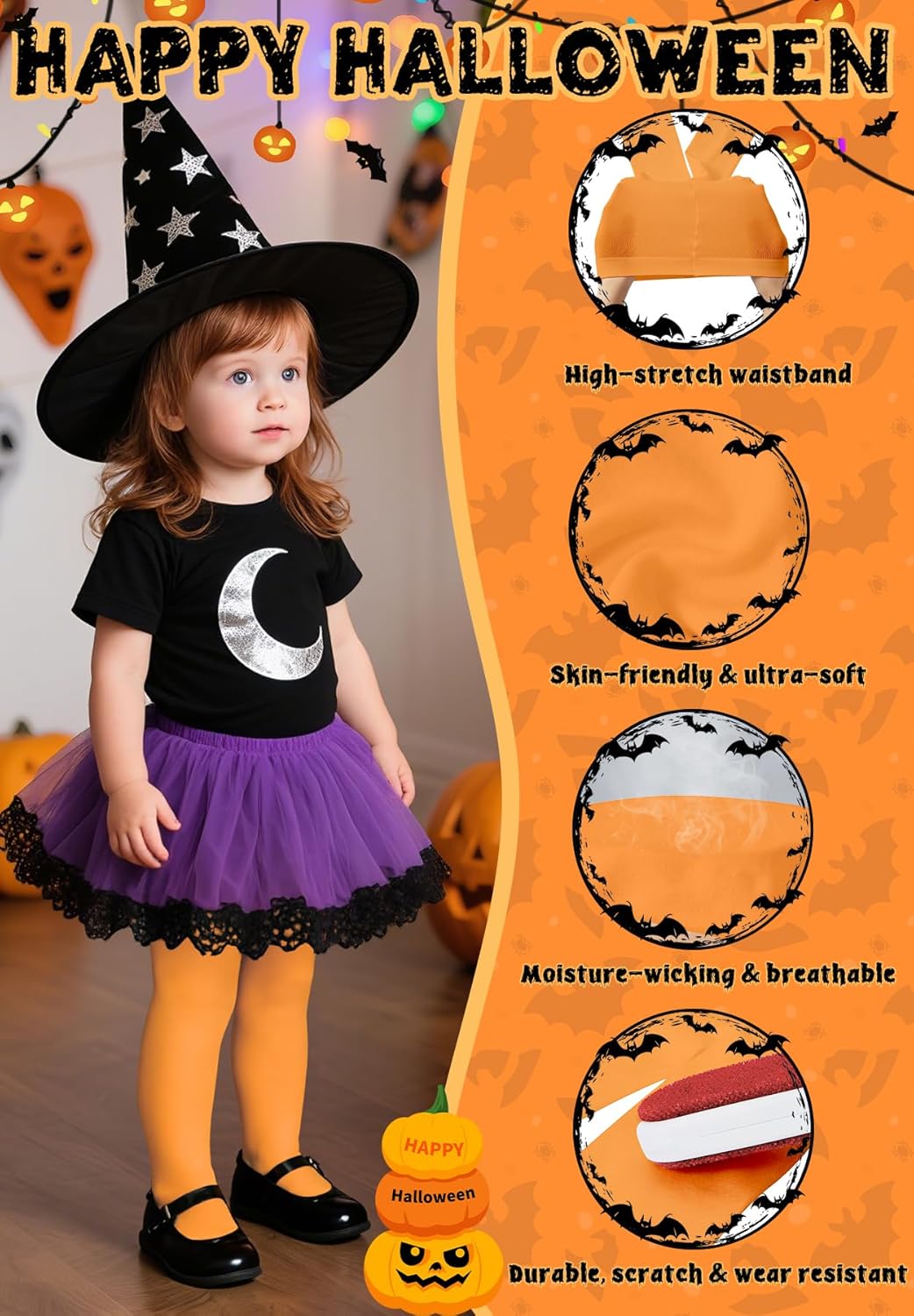 Ultra Soft Toddler Ballet Tights for Girls - Footed Dance Tights Colorful Baby Girls Leggings for Daily Party Halloween 1-6T