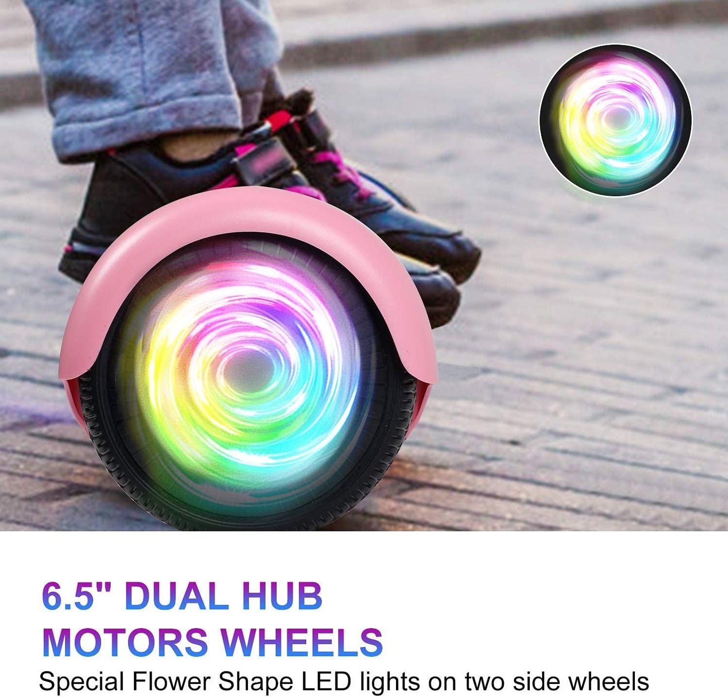 SISIGAD Scooters for Kids Ages 6-12, with Built-in Bluetooth Speaker and 6.5" Colorful Lights Wheels, Safety Certified Self Balancing Scooter Gift for Kids