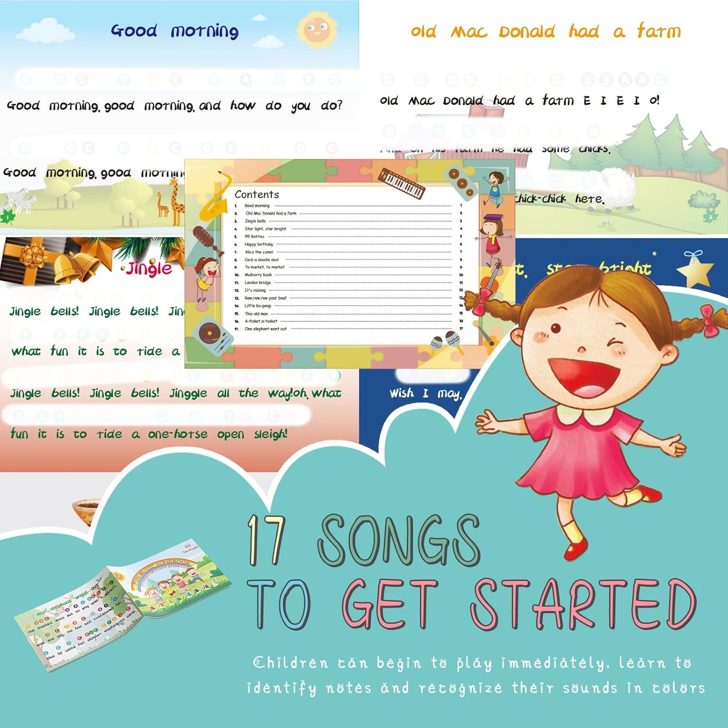 Desk Bells, Rainbow Diatonic Hand Bells for Kids with 17 Songbook, Toddler Preschool Musical Learning Toys, Boys & Girls Birthday Gift for 3-Year-Old and Over by TantivyBo