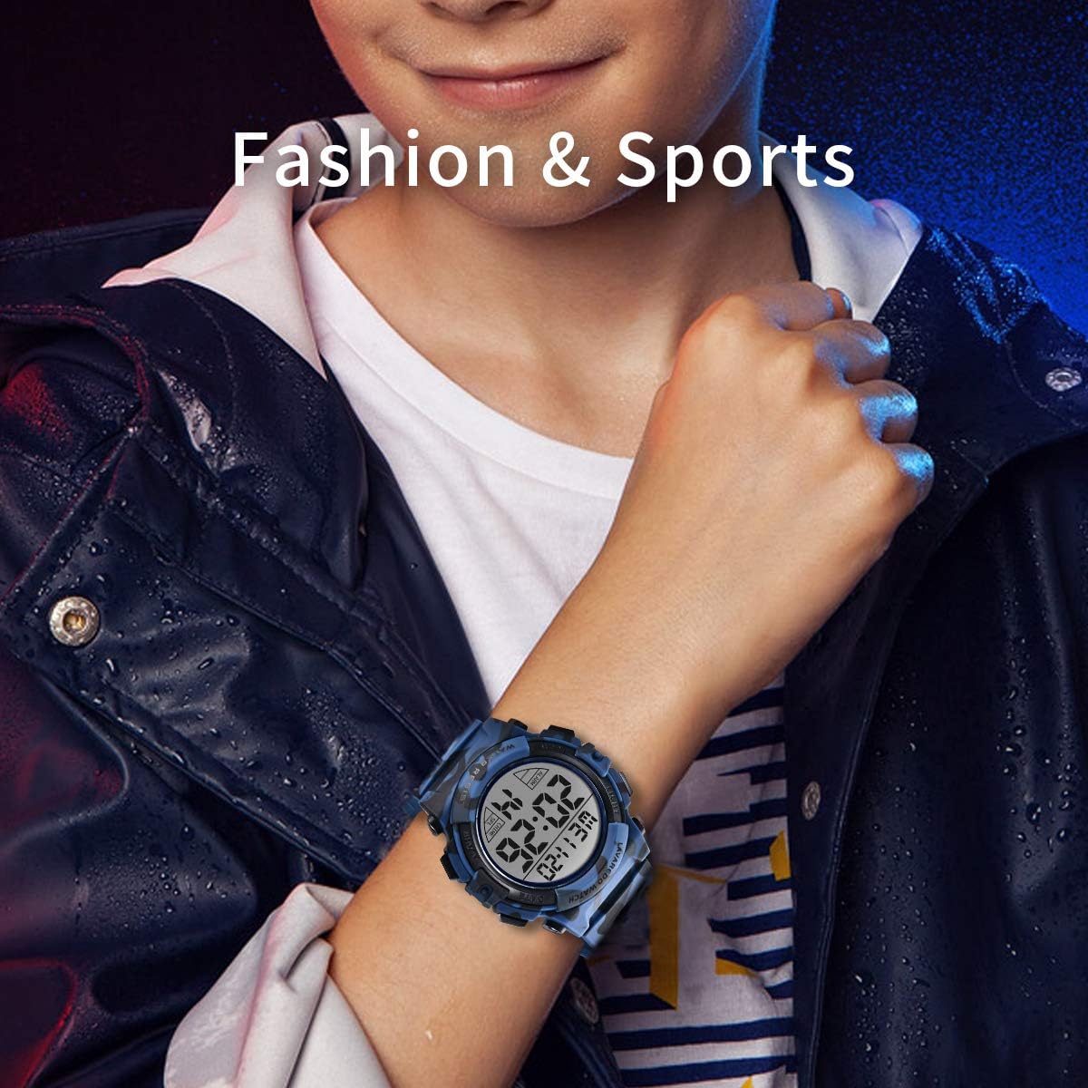 Kids Watch,Boys Watch for 3-15 Year Old Boys,Digital Sport Outdoor Multifunctional Chronograph LED 50 M Waterproof Alarm Calendar Analog Watch for Children with Silicone Band,Kids Gift