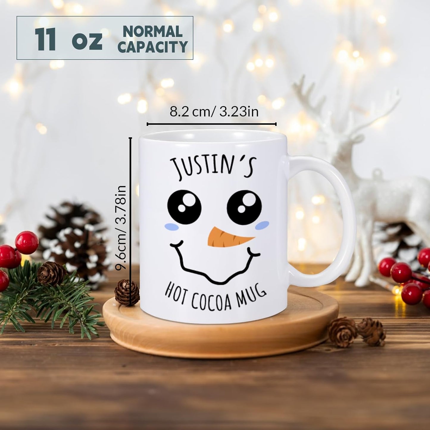Custom Christmas Mugs Personalized Hot Cocoa Mug for Kids Snowman Hot Chocolate Mug Customized Winter Holiday Mugs 11 oz Christmas Ceramic Mug Xmas Gifts for Boys Girls Family Christmas Decorations