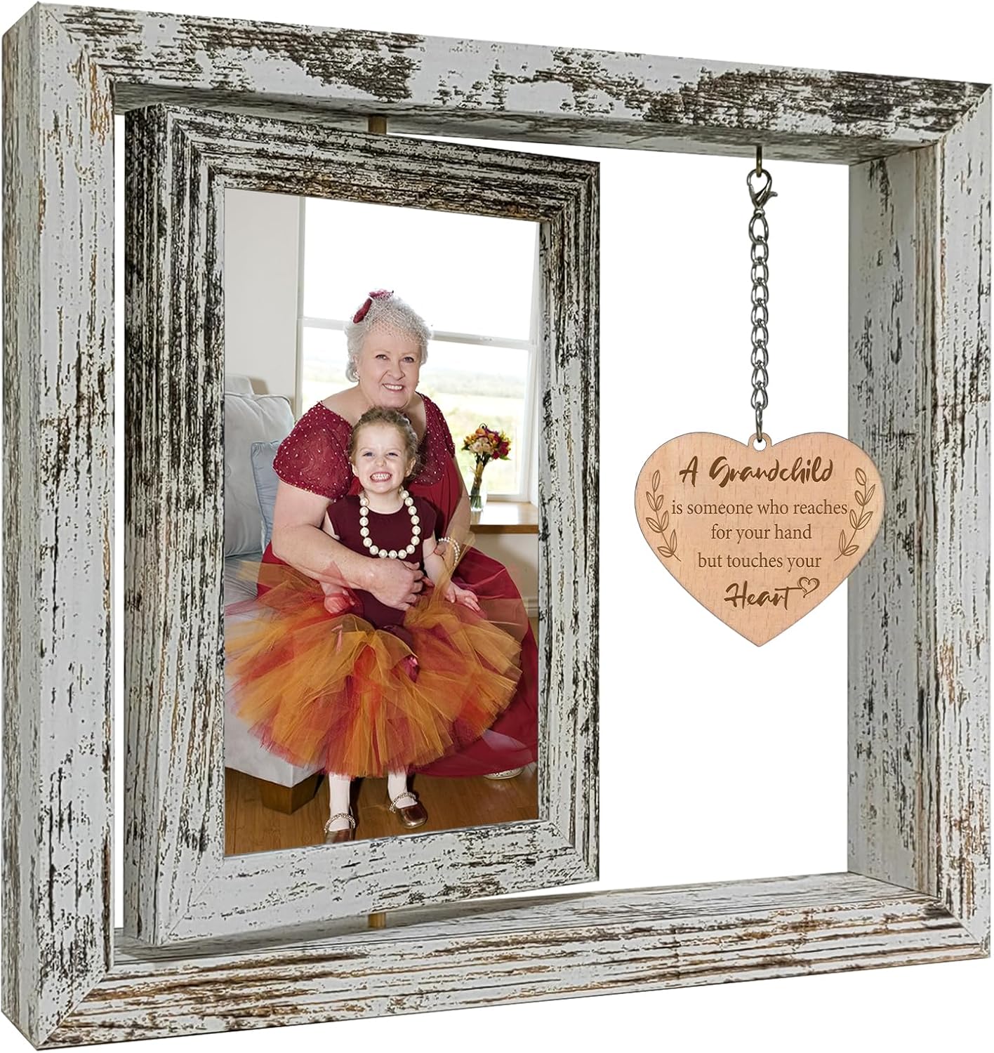 A Grandchild is Someone Who Reaches for Your Hand but Touches Your Heart Wood Picture Frame New Grandma Grandparents Day Gifts (Dis Two 6x4 Inch)