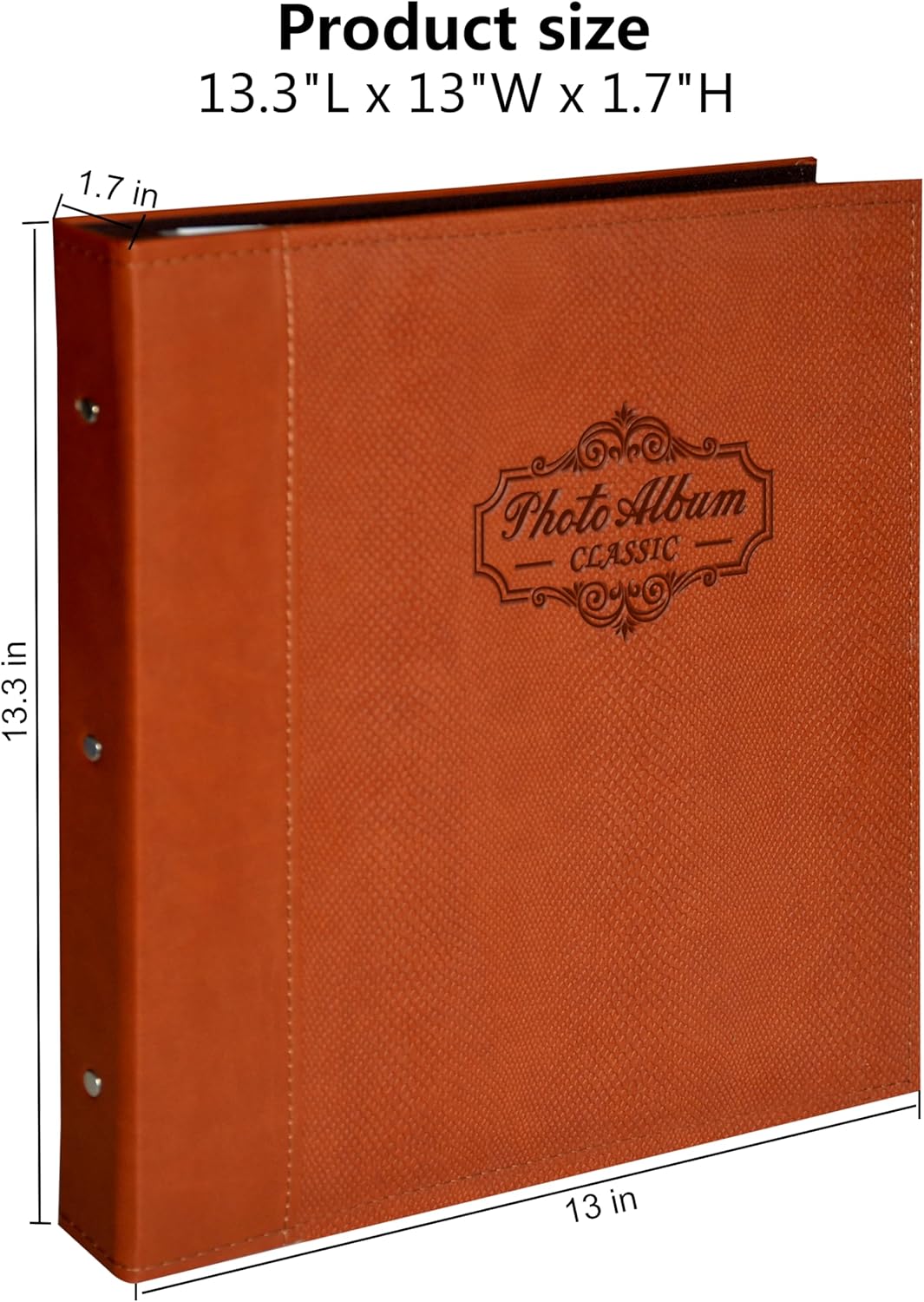 Photo Album Holds 3X5, 4X6, 5X7, 6X8, 8X10 Photos, Leather Cover, Magnetic Self-Stick Page, Hand Made DIY Albums (Brown, Large)