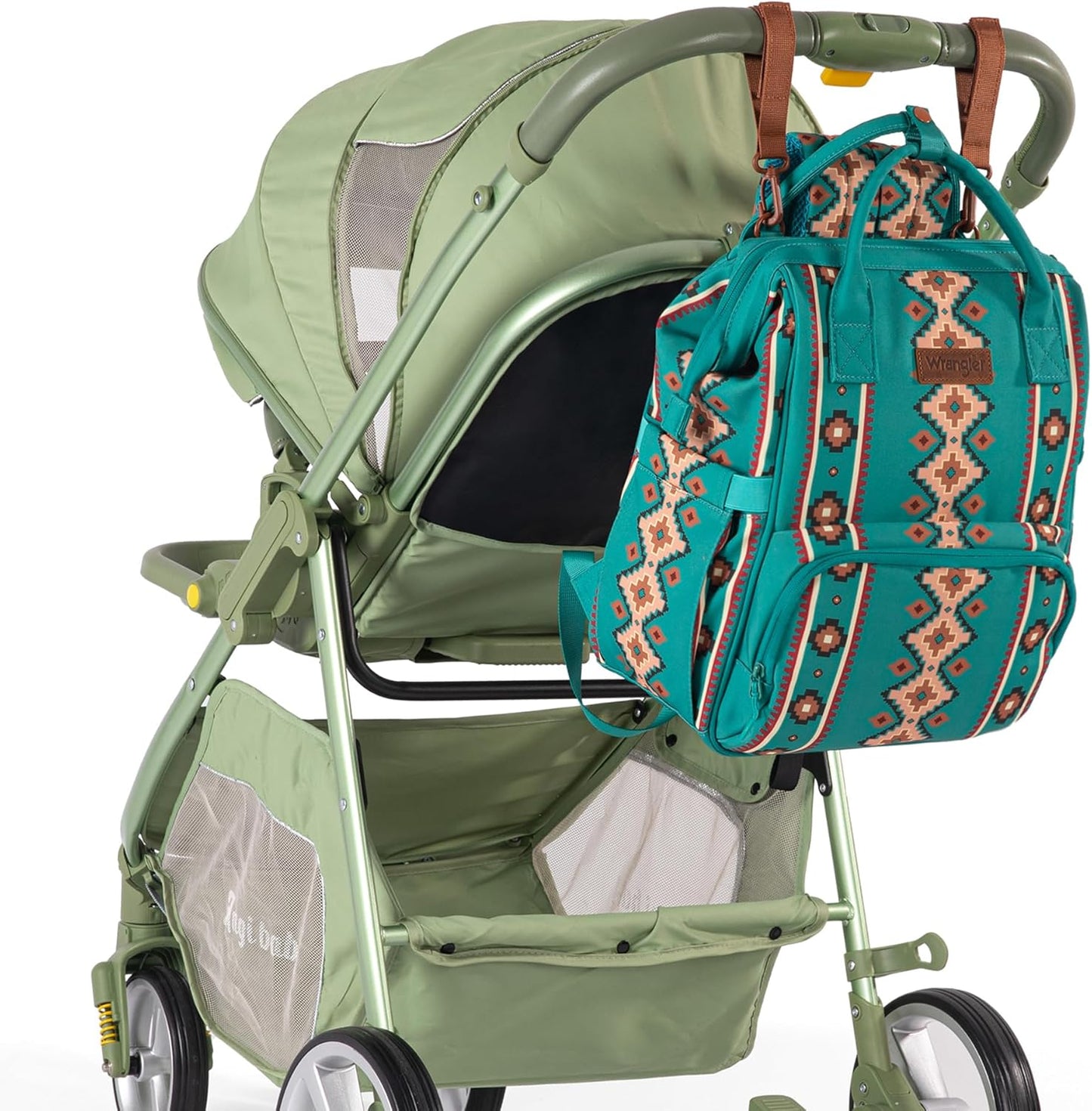 Wrangler Aztec Backpack Organized Daypack Travel Baby Bag with Stroller Strap and Side Bottle Pockets