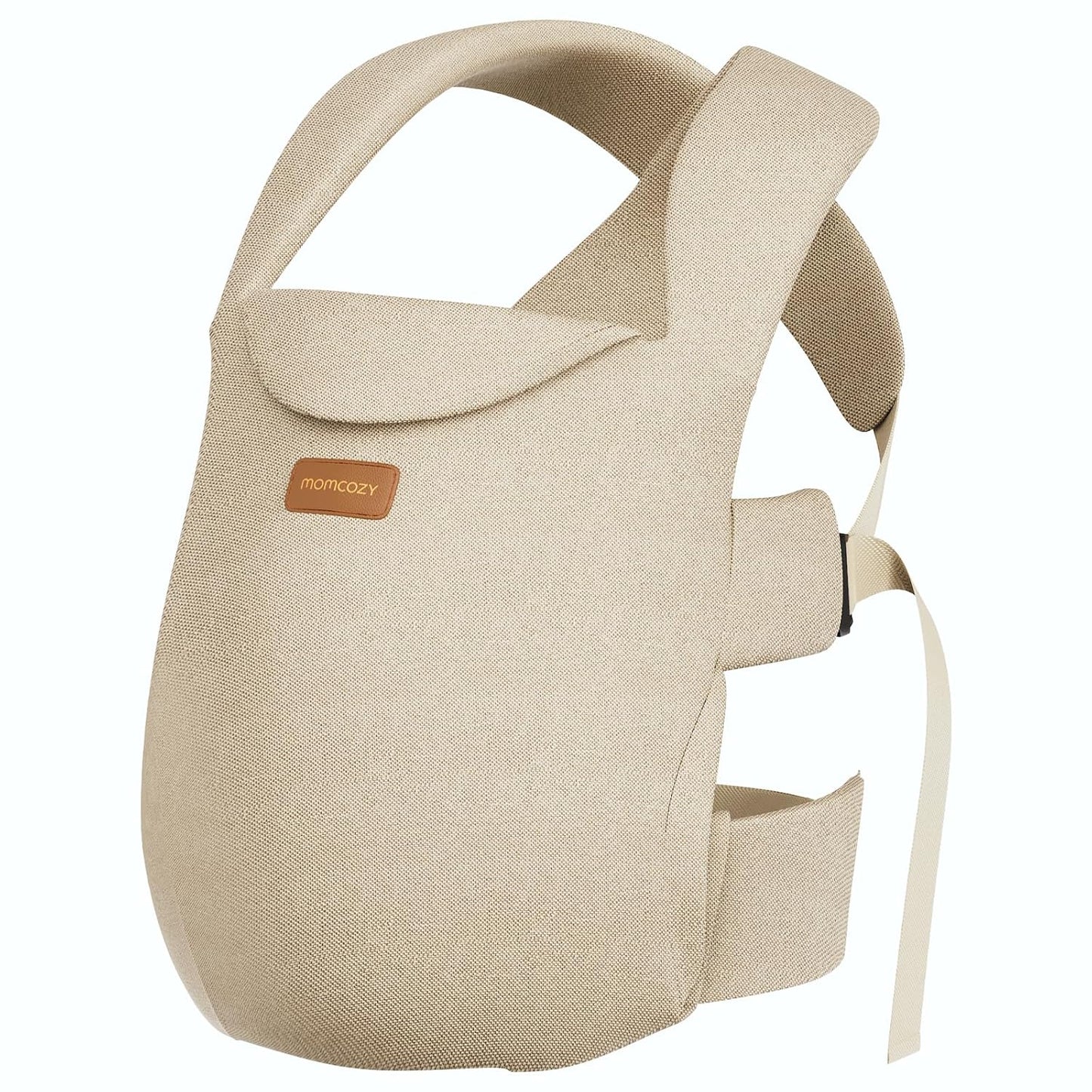 Momcozy Newborn Carrier WeeSnug- Lightweight and Cozy Comfort for 7-25 lbs, Ergonomic Cross-Back Support, Effortless to Put On, Hands-Free Baby Carrier with Lumbar Support, Khaki