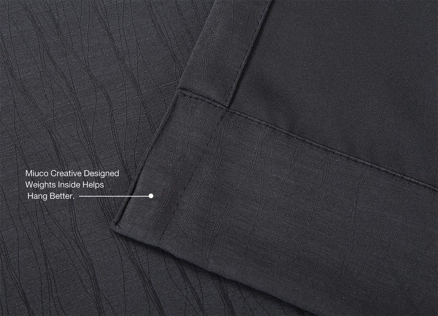 MIUCO Room Darkening Texture Look Blackout Curtain Panels for Office Set of 2 52x95 Inch Long Black