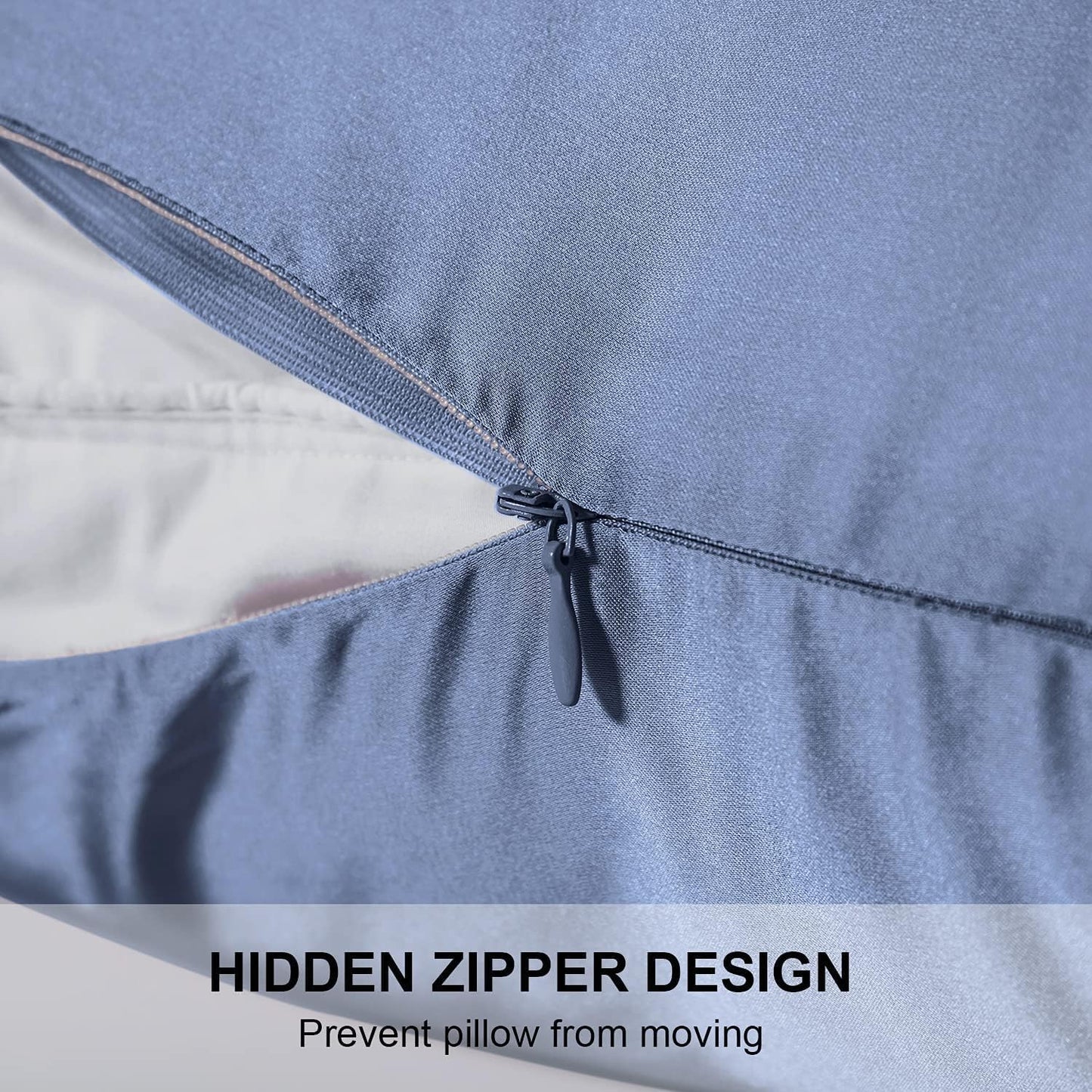 Mulberry Silk Pillowcase for Hair and Skin,Queen Size Cooling Silk Pillow Case with Hidden Zipper,Allergen Proof Dual Sides Soft Breathable Smooth Silk Pillow Cover for Women(Queen,Grayish Blue)