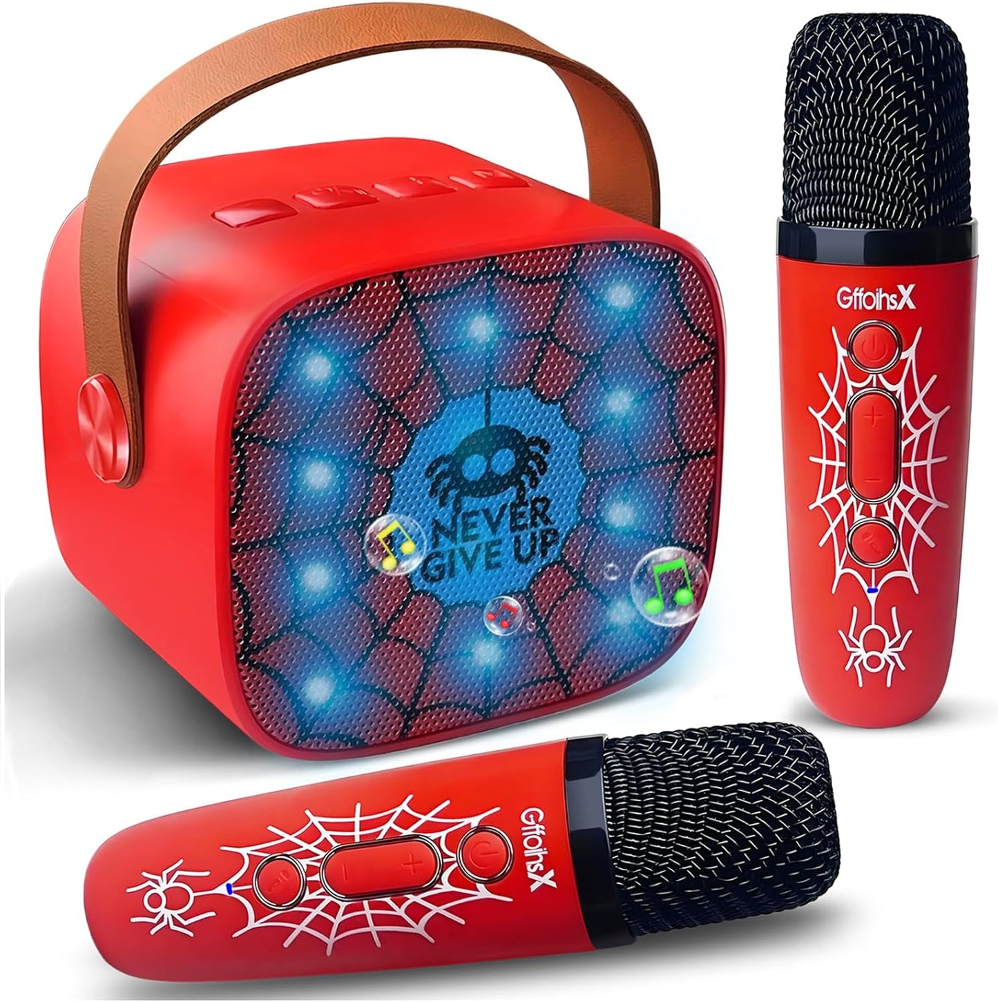 Mini Karaoke Machine for Kids Birthday Gifts 4 5 6 7 8 9 10 11 12 Year Old Girl Boy Singing Electronic Toys Bluetooth Speaker with 2 Wireless Mics Fun Voice and LED Lights Christmas Party