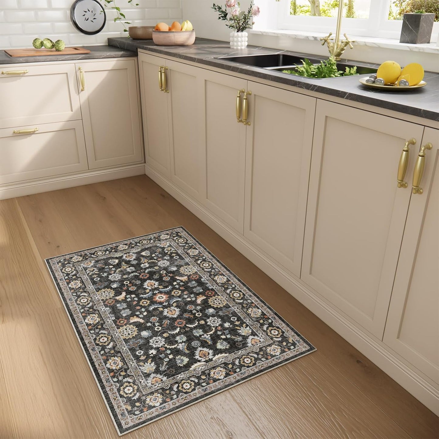 Washable Small Area Rugs for Kitchen: Door Mat Indoor Entrance 2x3 Throw Rug Stain Resistant Non-Slip Low Pile Soft Carpets for Entryway Front Door Indoor Entrance Entry Bedroom