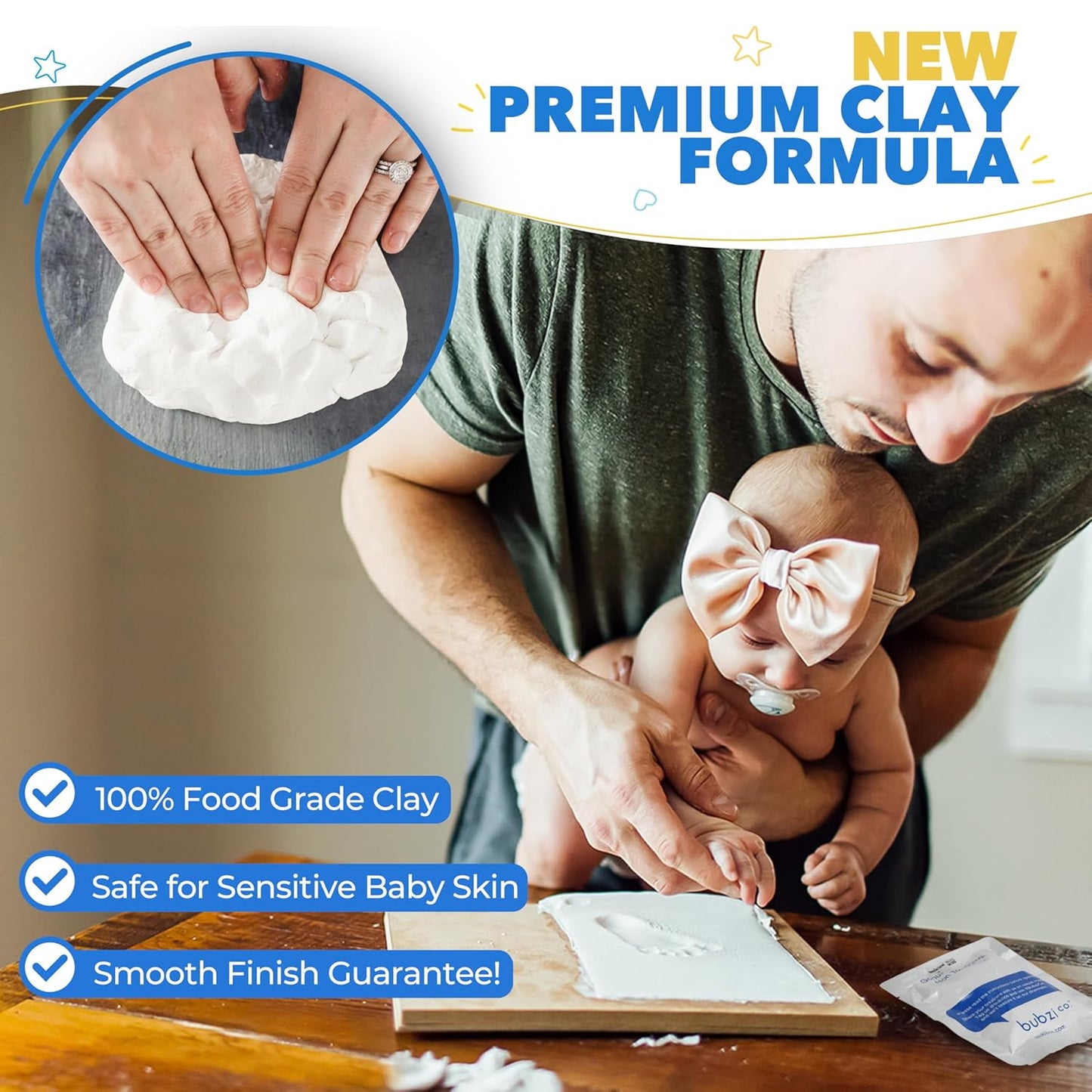 Bubzi Co Footprint & Handprint Keepsake Frame, Baby Memory Display, Nursery Decor, Baby Registry Must-Have, New Parent Gift (Ballet Pink)