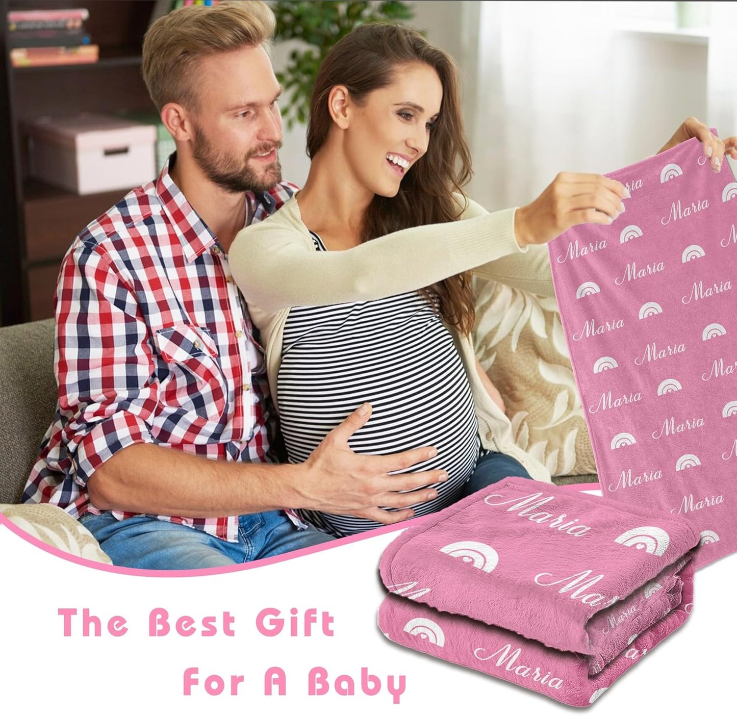 Personalized Baby Blanket for Girl Custom Name Blanket for Girl Newborn New Mom Customized Gifts for Baby Shower Christmas Birthday