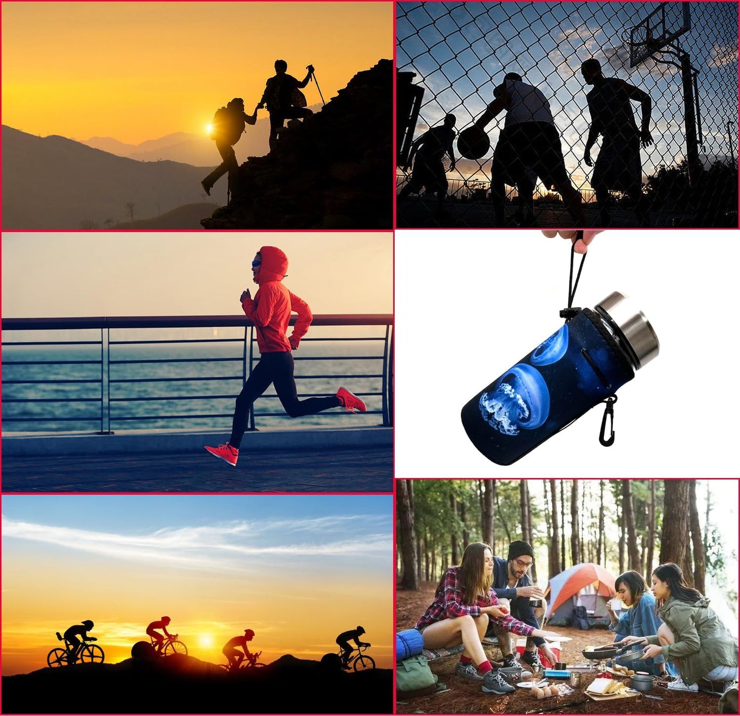 Neoprene Bottle Sleeve, Portable Insulator Cover for 18-20 Oz Water Bottle (Jellyfish)