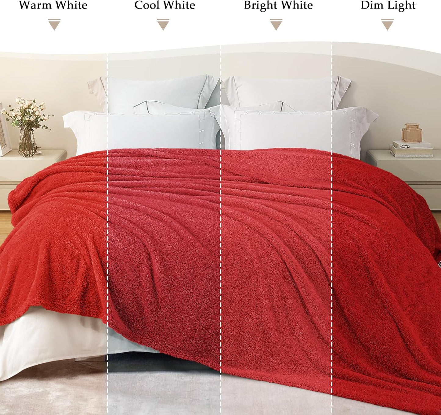 Exclusivo Mezcla Fleece Throw Blanket for Couch Sofa, Soft Warm and Fluffy Blankets for Women Men Girls Kids, Suitable for All Seasons, Red, 50x60 Inches