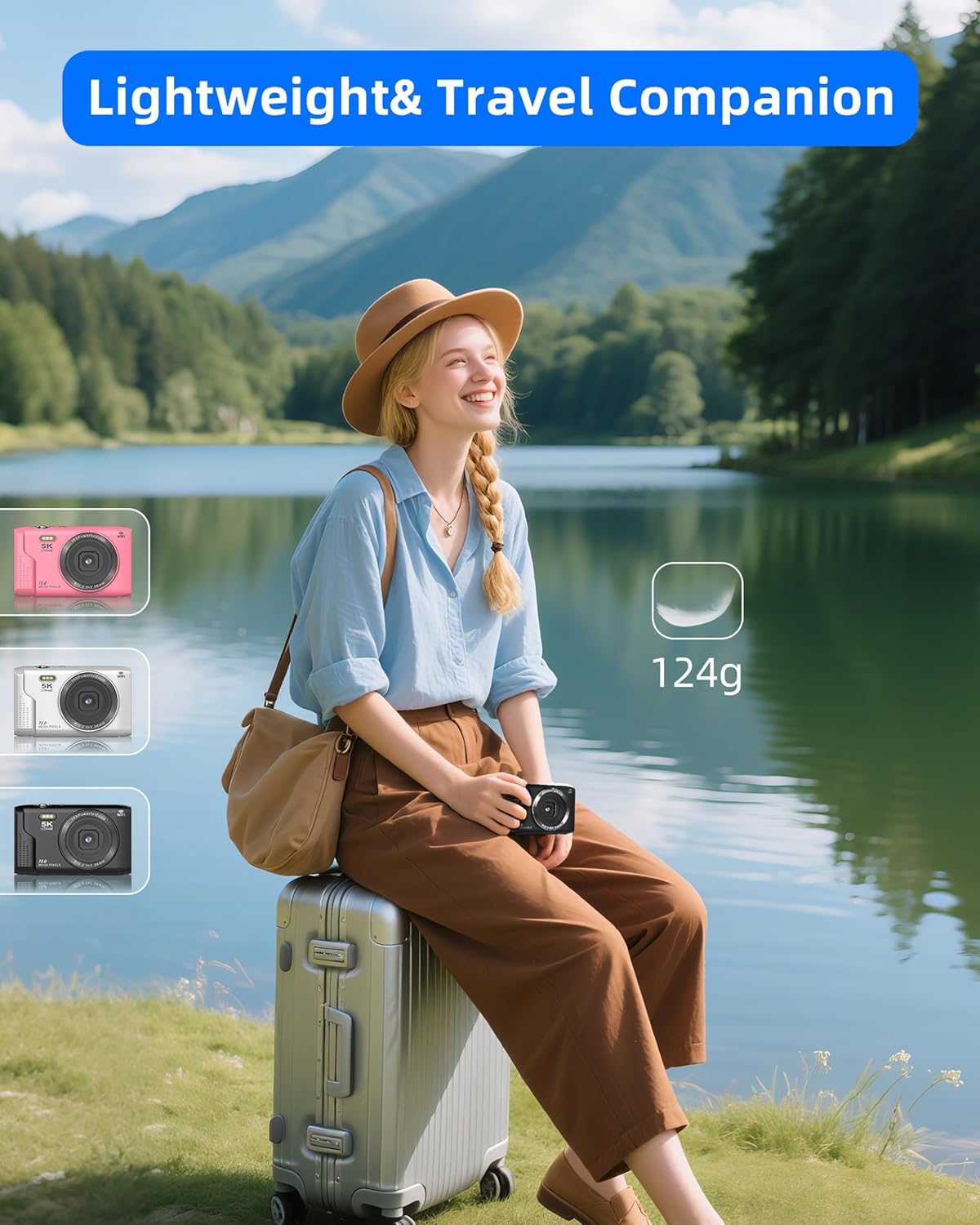 T TAKMLY Digital Camera 5K, Autofocus 16x Zoom 72MP Point and Shoot Cameras Compact Portable with Flash for Kids Boys Girls Teens Students, Anti Shake 2.8'' Screen, 64GB Card Include, Black