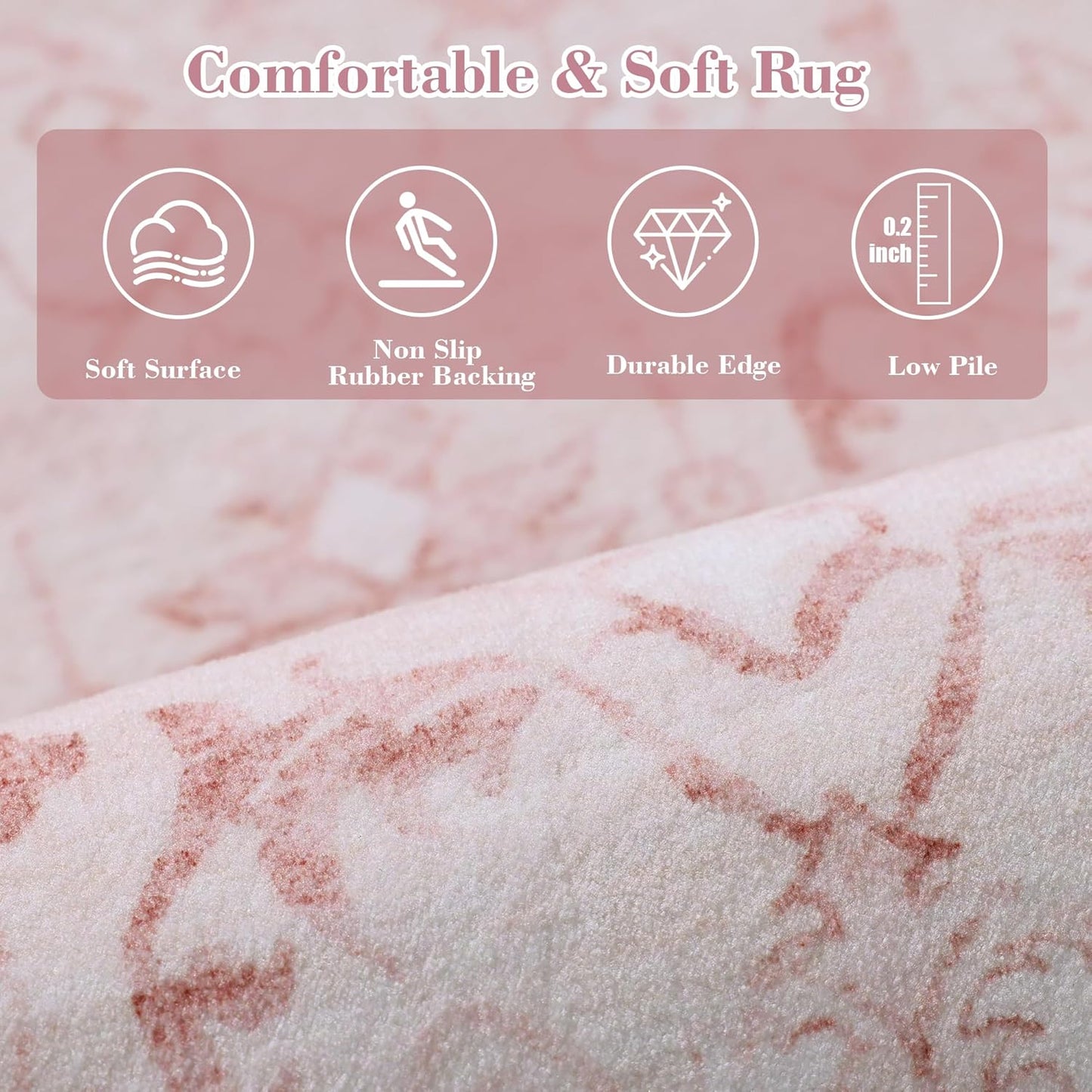 Pink 3x10 Runner Rug for Hallways Bed Side Kitchen, Boho Washable Distressed Low-Pile Floor Entryway Long Bathroom Mat, Non-Slip Laundry Room Washstand Front Carpet Green 36x84 Inch