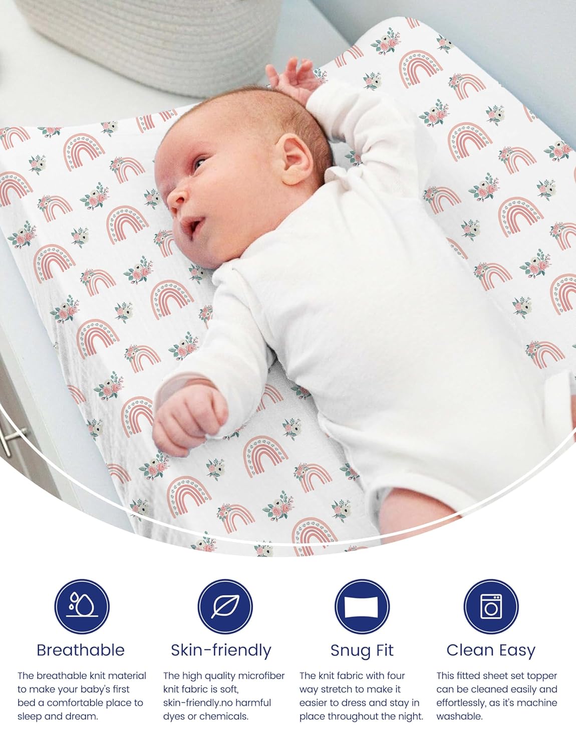 TotAha Changing Pad Cover, Buttery Soft Diaper Changing Pad Covers for Girls Boys, Super Stretchy Jersey Knit Changing Table Covers, 5'' Deep Pocket, 2 Pack